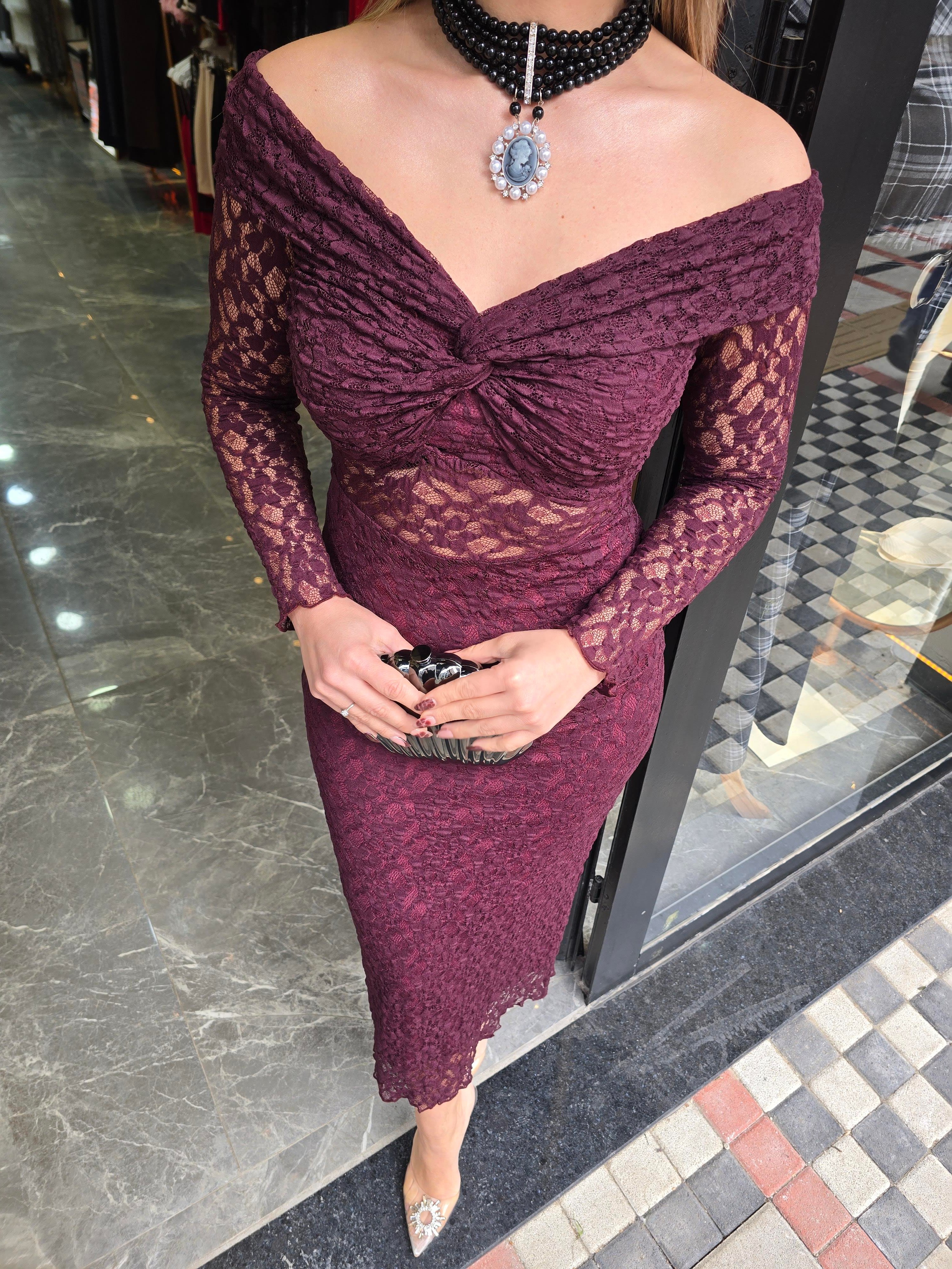 BORDO DANTEL MADONNA ELBİSE