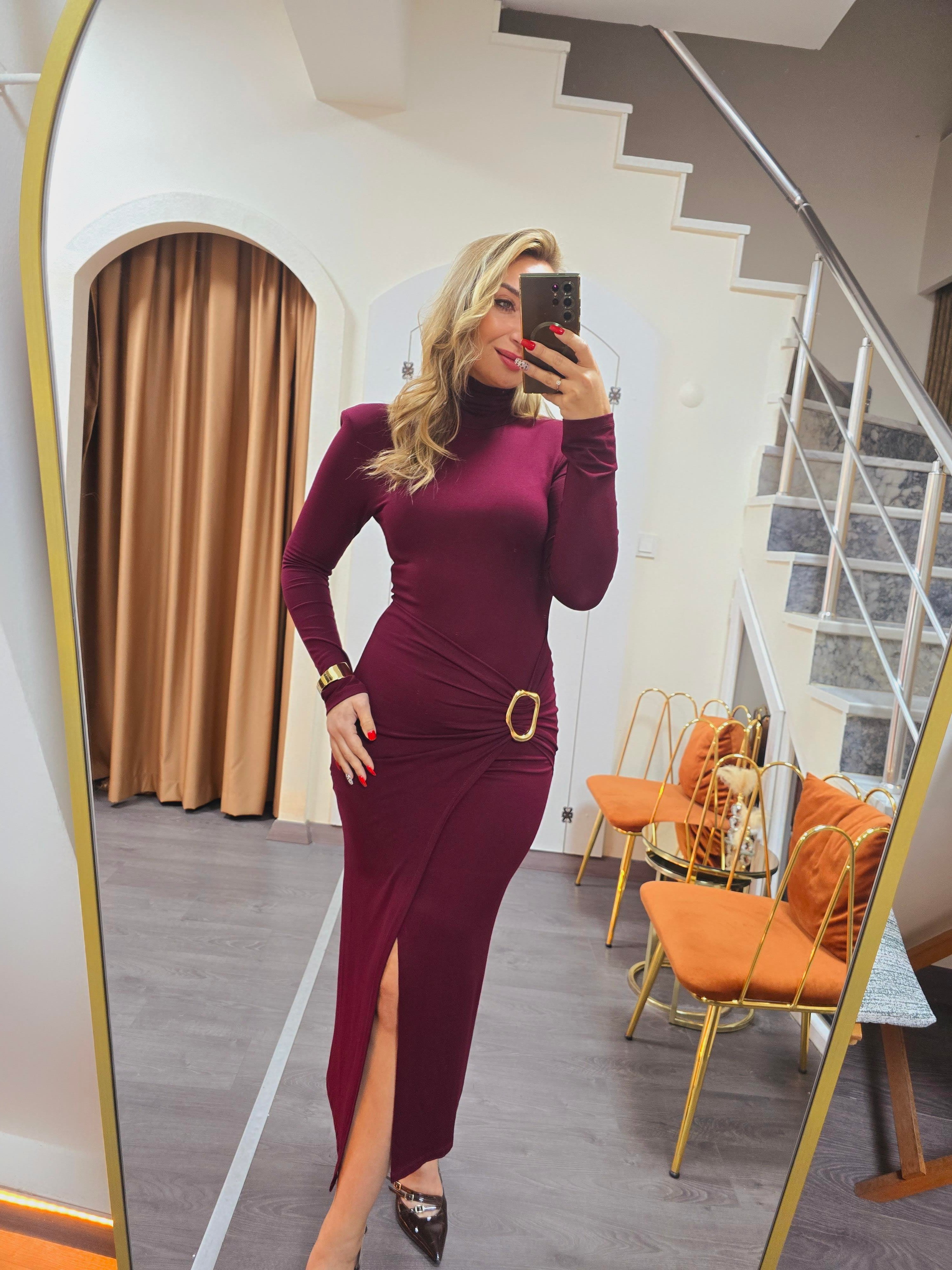 BORDO TASARIM ELBİSE