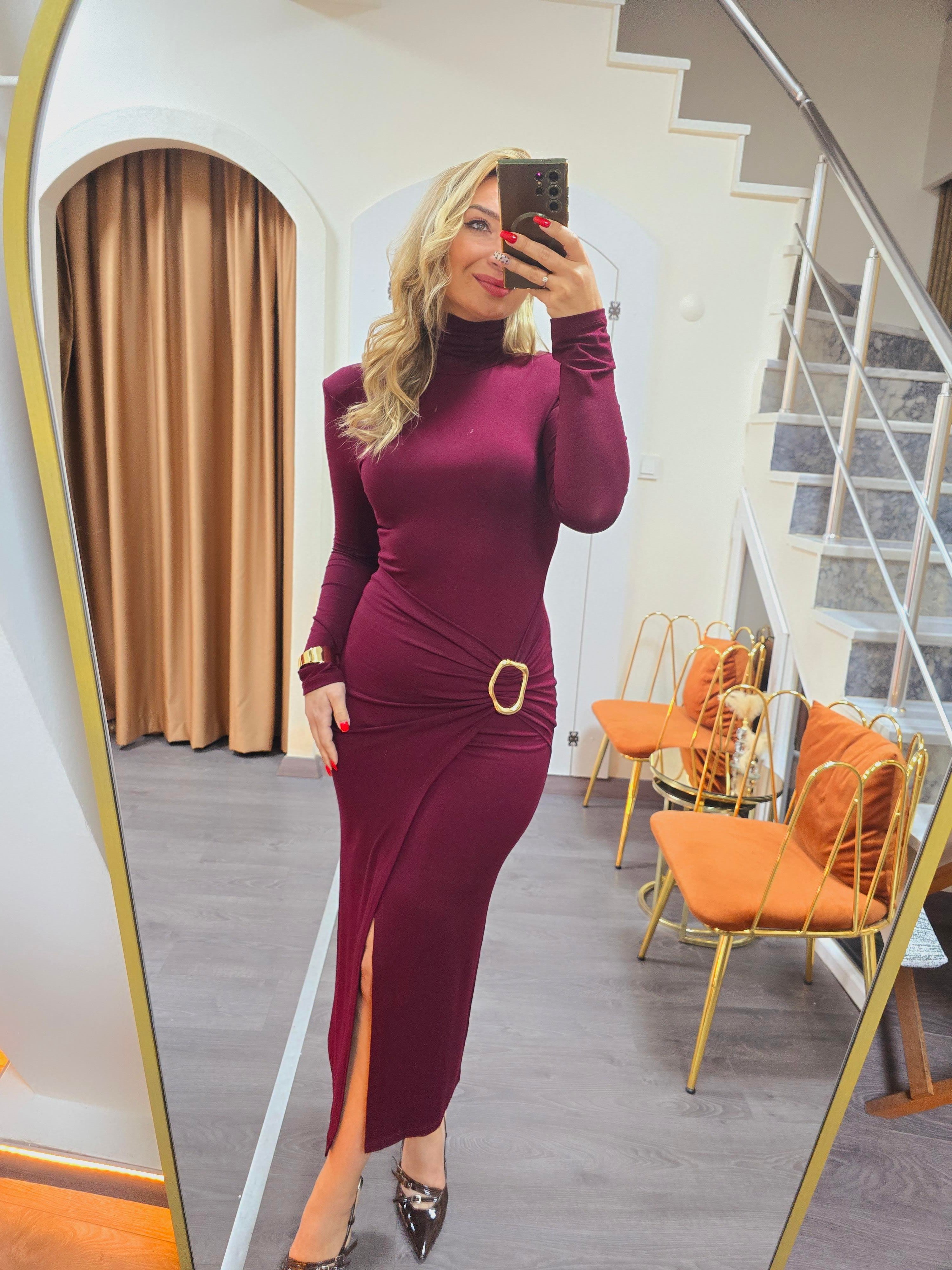 BORDO TASARIM ELBİSE