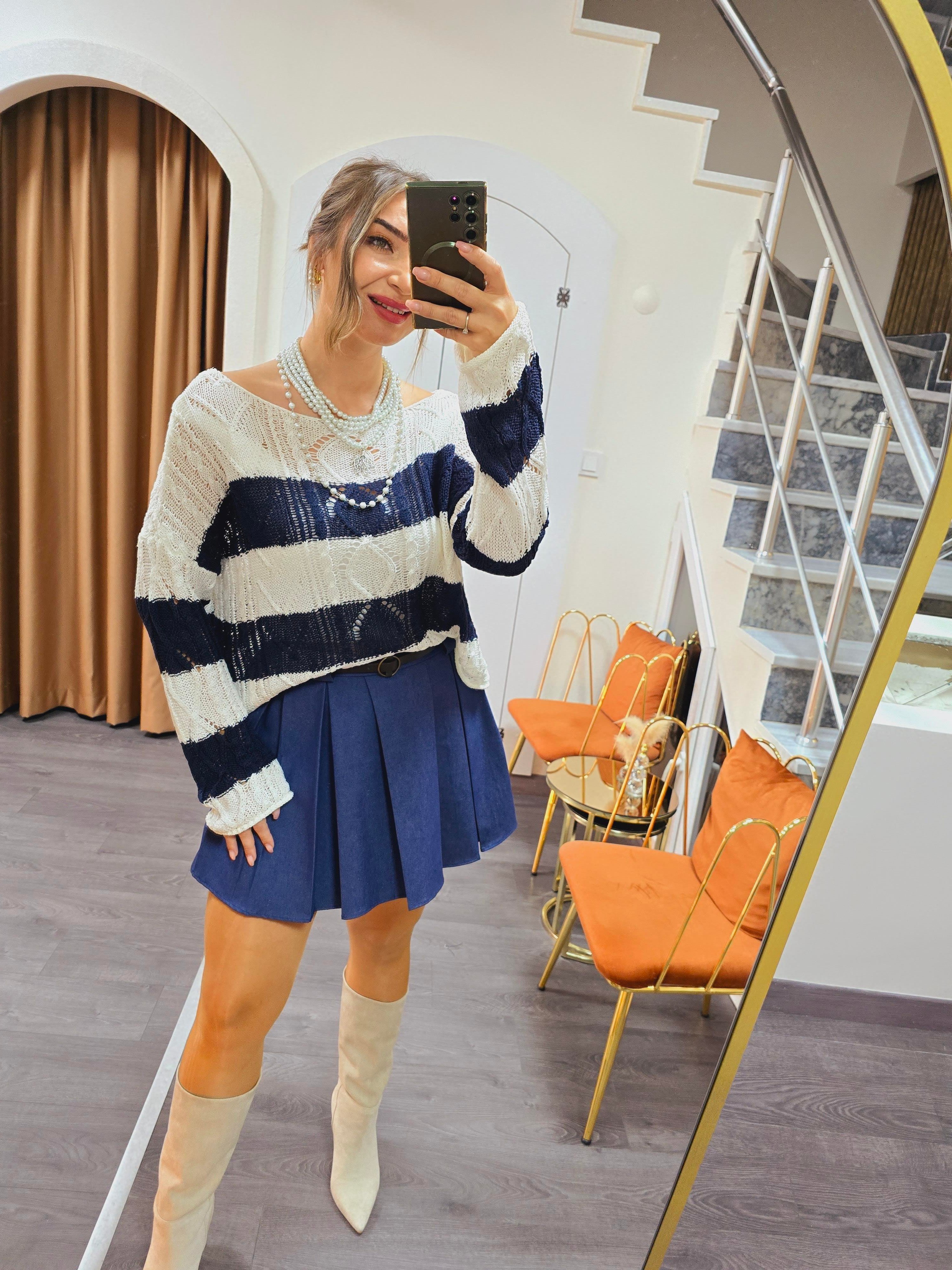 LACİVERT ÇİZGİLİ MERSERİZE