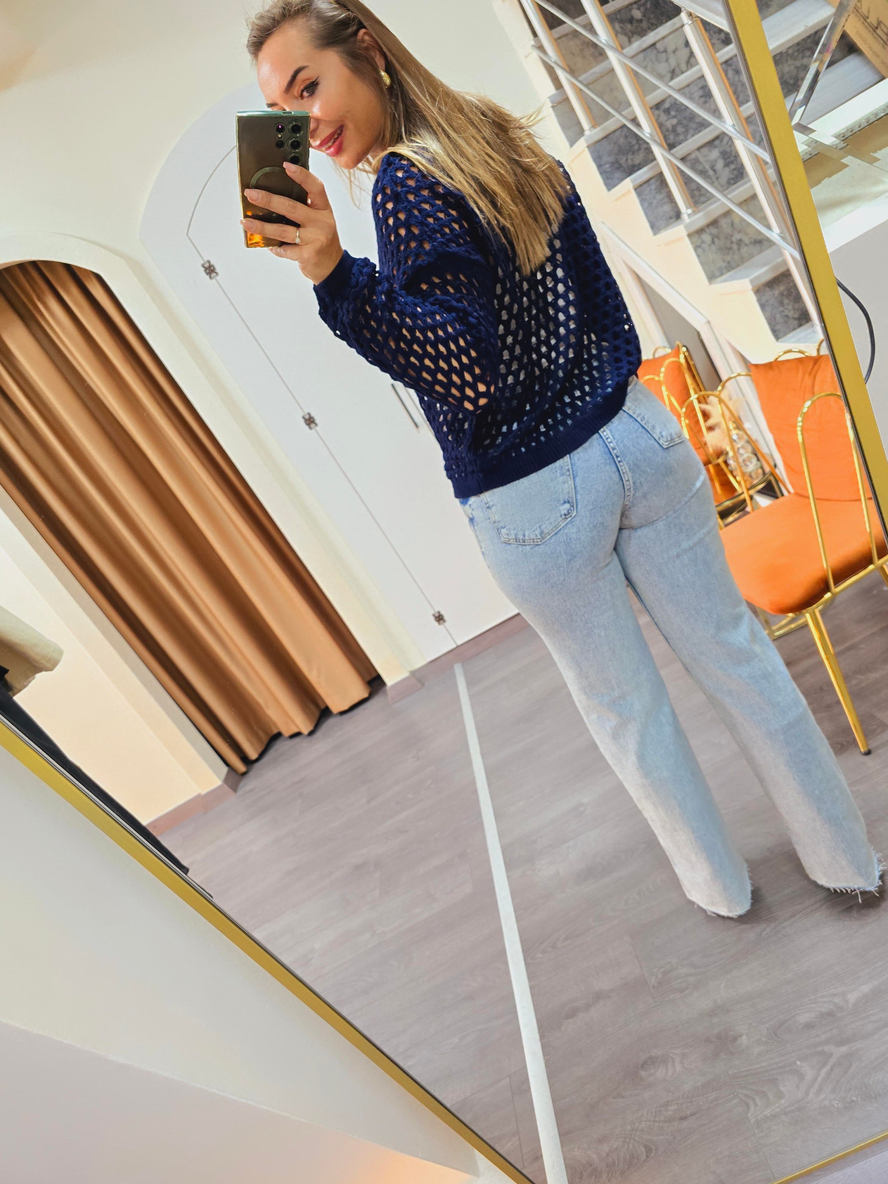 LACİVERT FİLE İNCE TRİKO