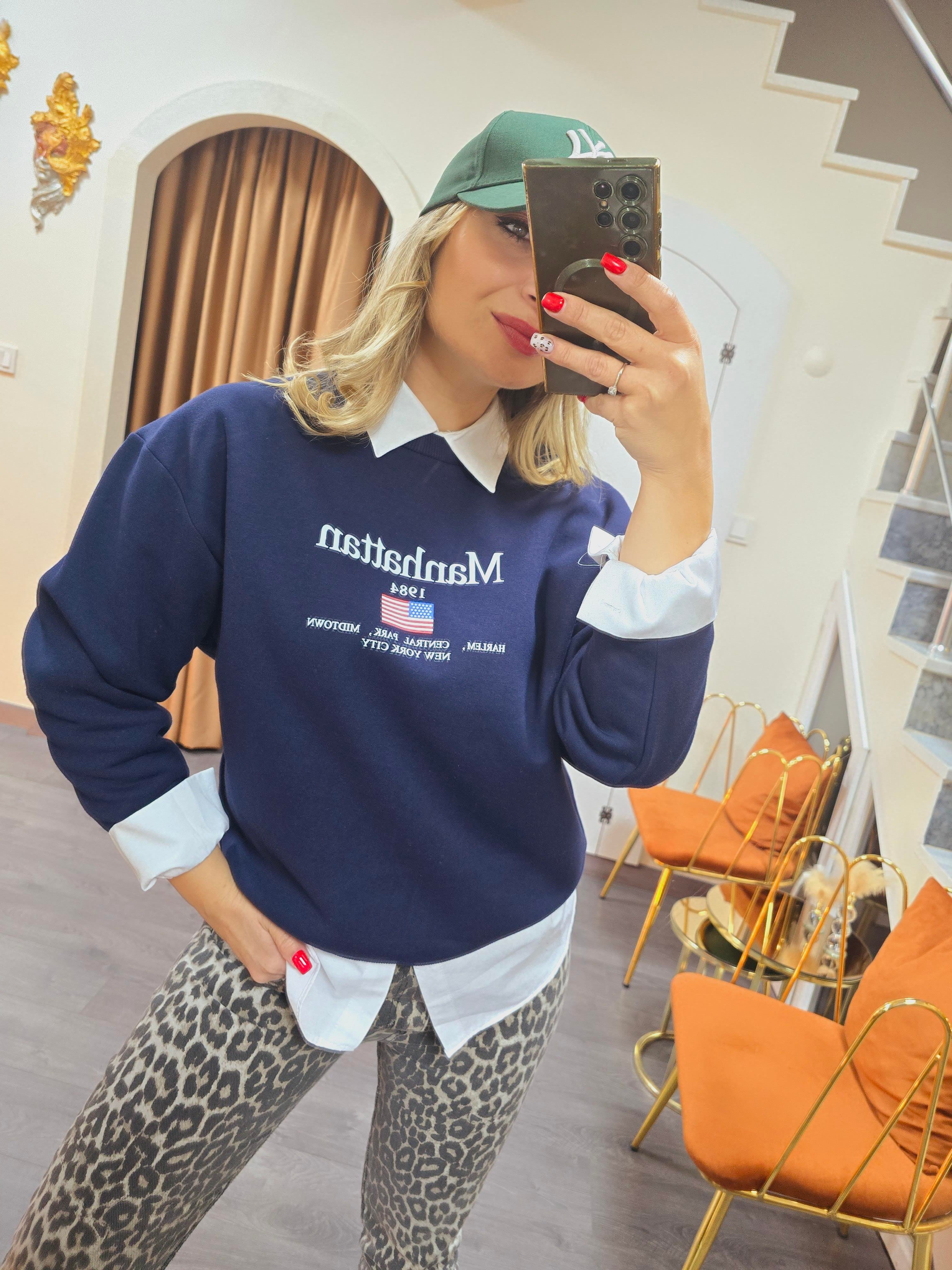 LACİVERT YAZILI SWEAT