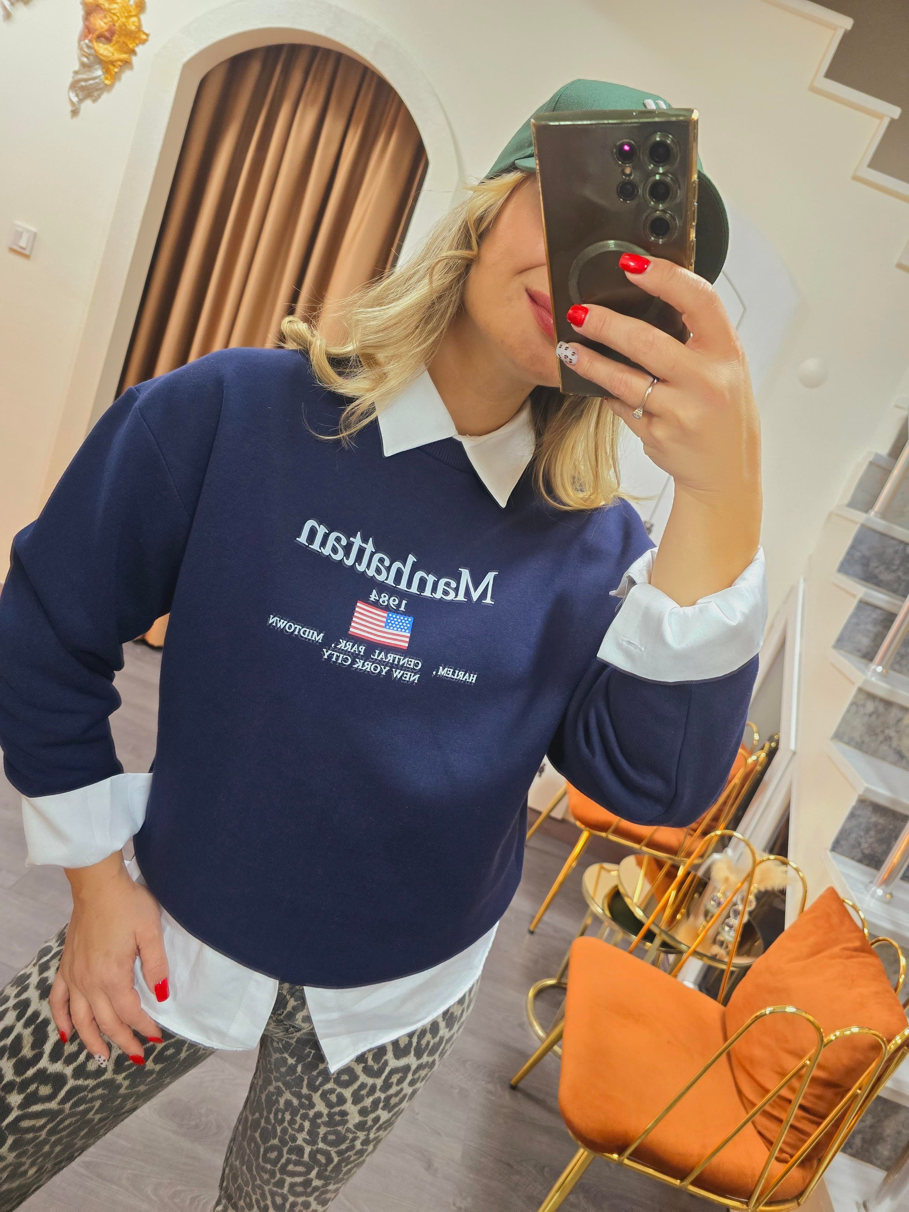 LACİVERT YAZILI SWEAT