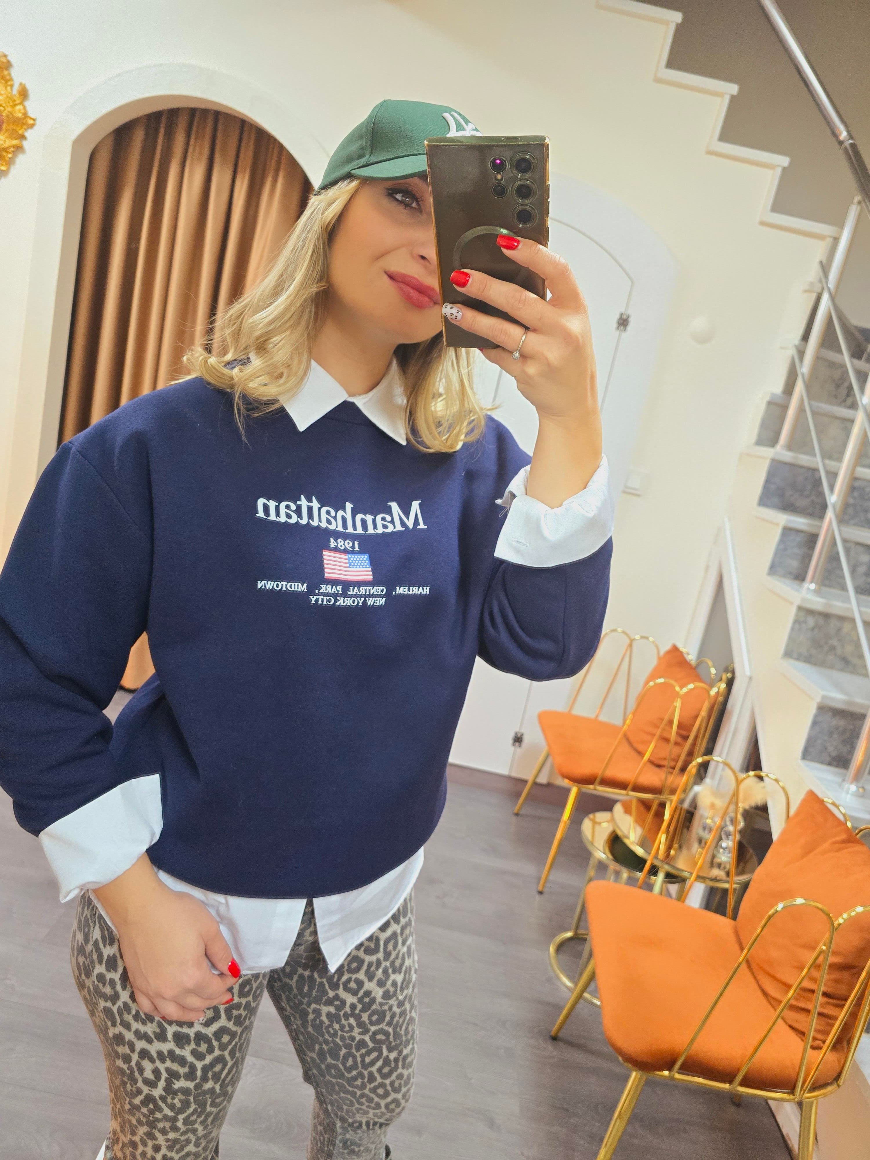 LACİVERT YAZILI SWEAT