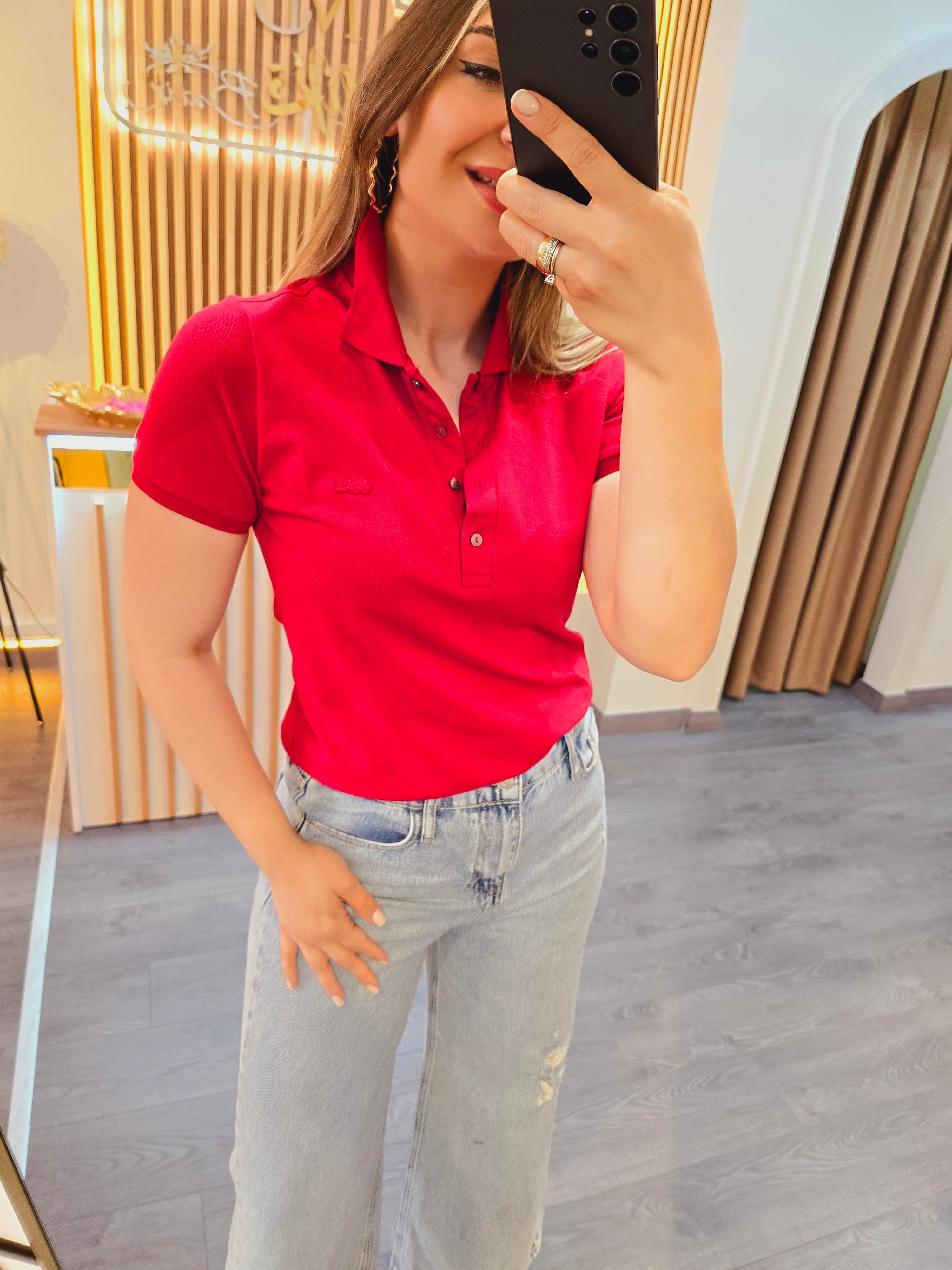 LACOSTE MODEL KIRMIZI PAMUKLU KUMAŞ TSHİRT