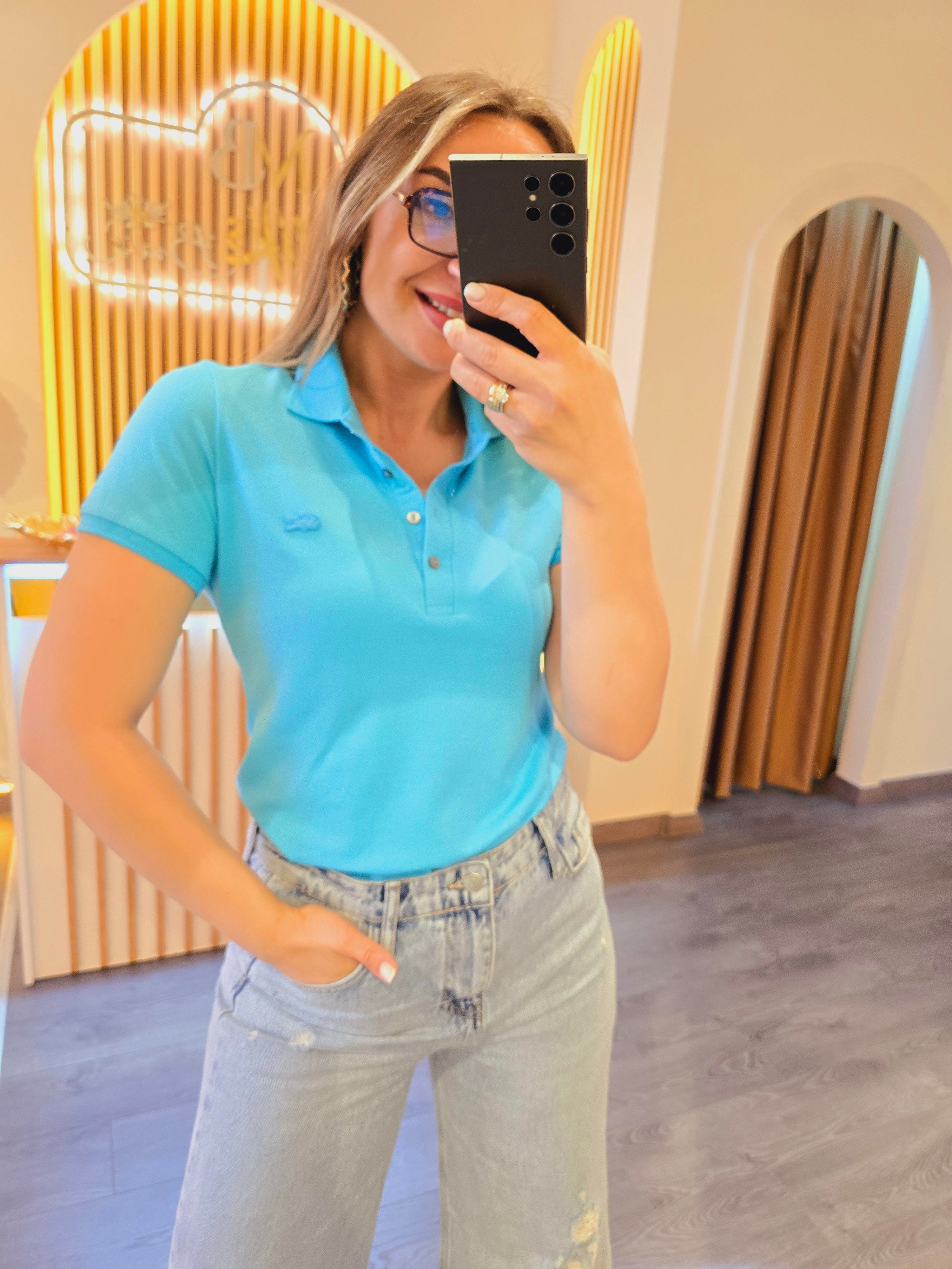 LACOSTE MODEL MAVİ PAMUKLU KUMAŞ TSHİRT