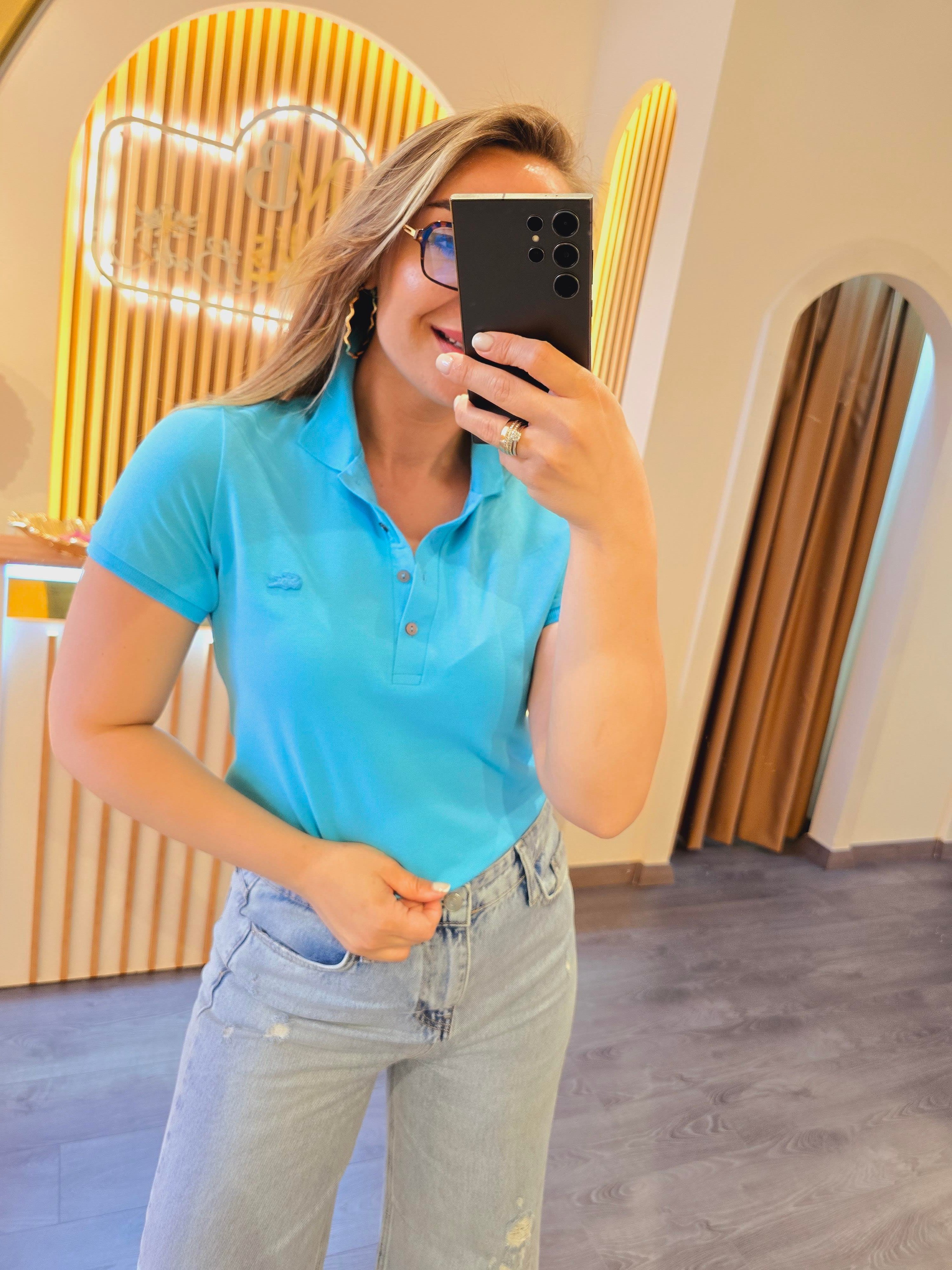 LACOSTE MODEL MAVİ PAMUKLU KUMAŞ TSHİRT
