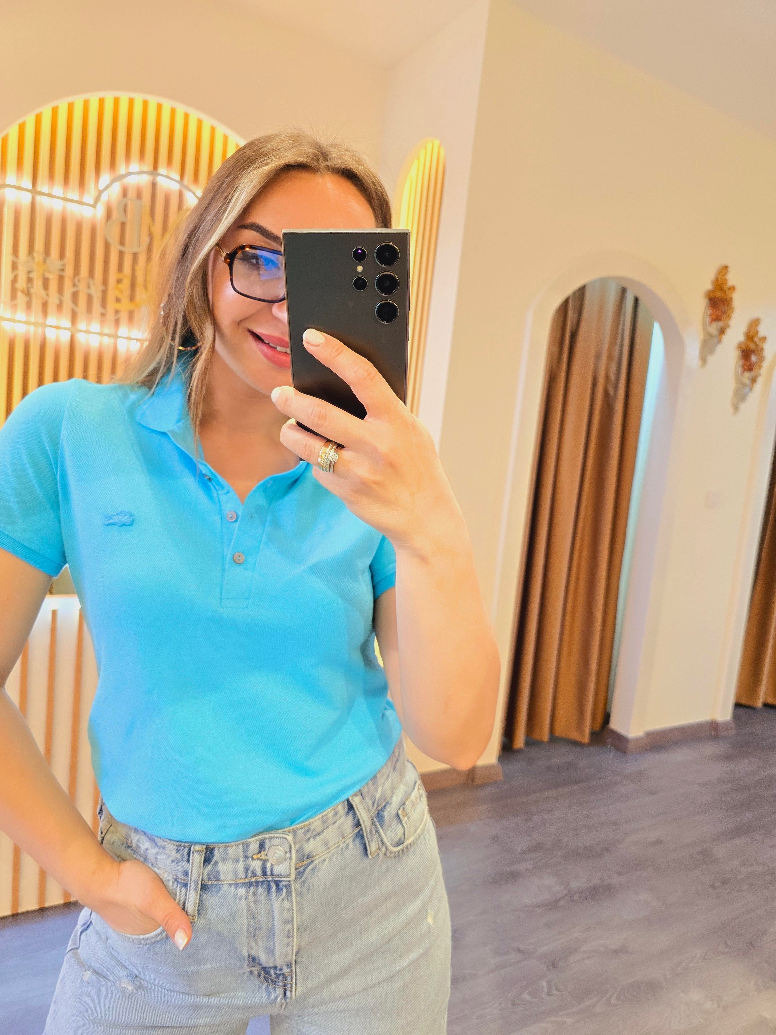 LACOSTE MODEL MAVİ PAMUKLU KUMAŞ TSHİRT