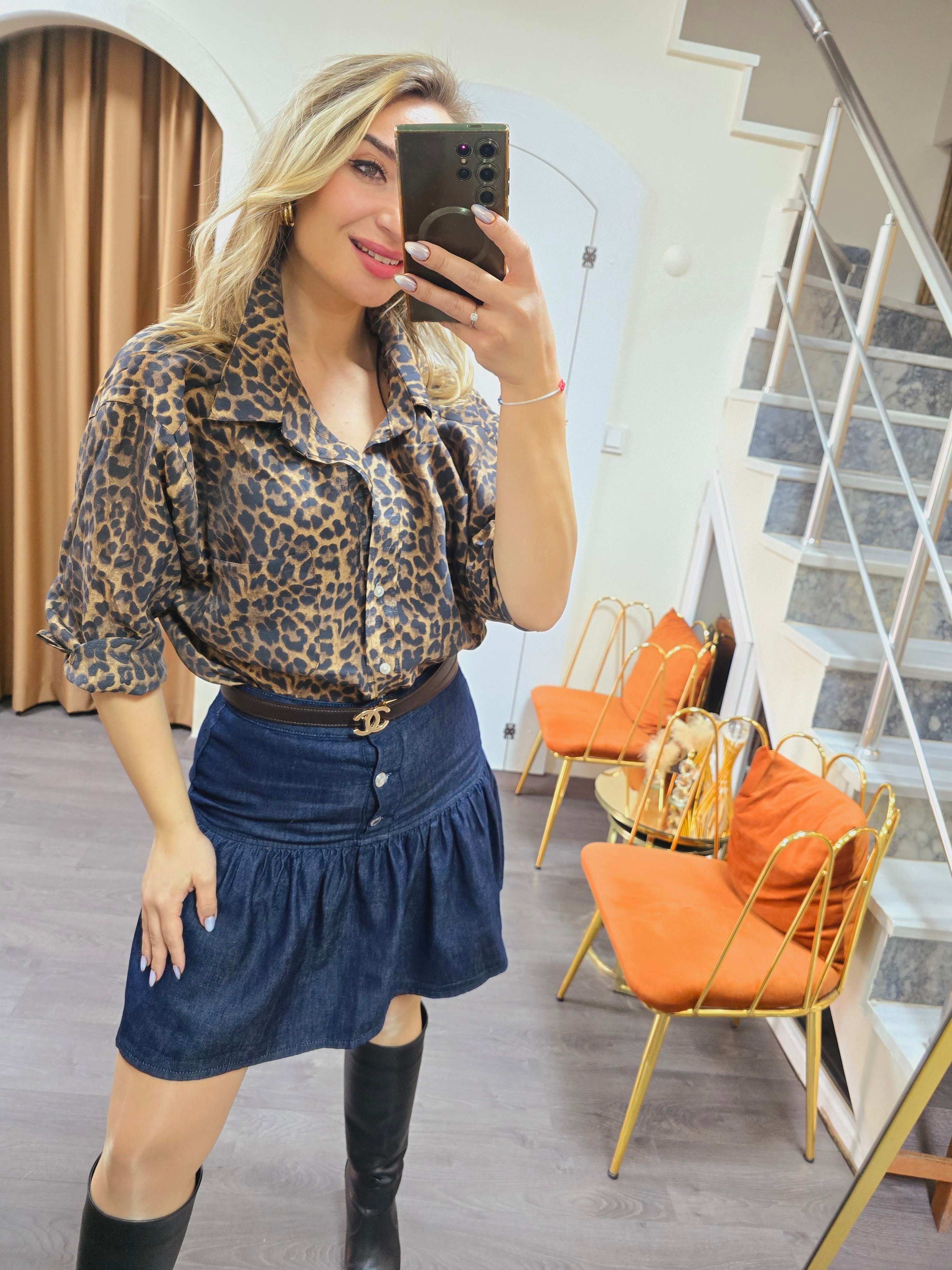 LEOPAR OVERSİZE GÖMLEK