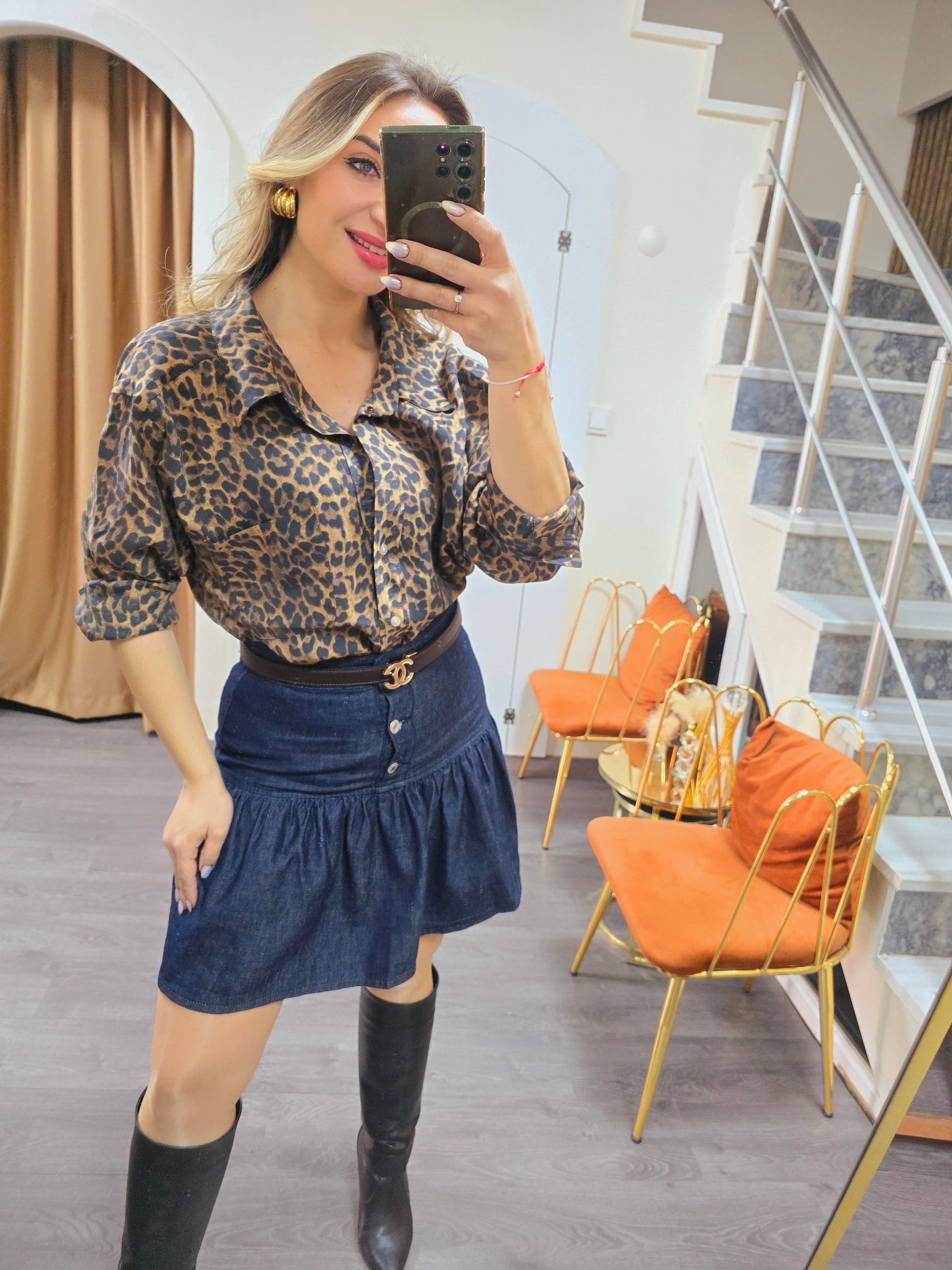 LEOPAR OVERSİZE GÖMLEK