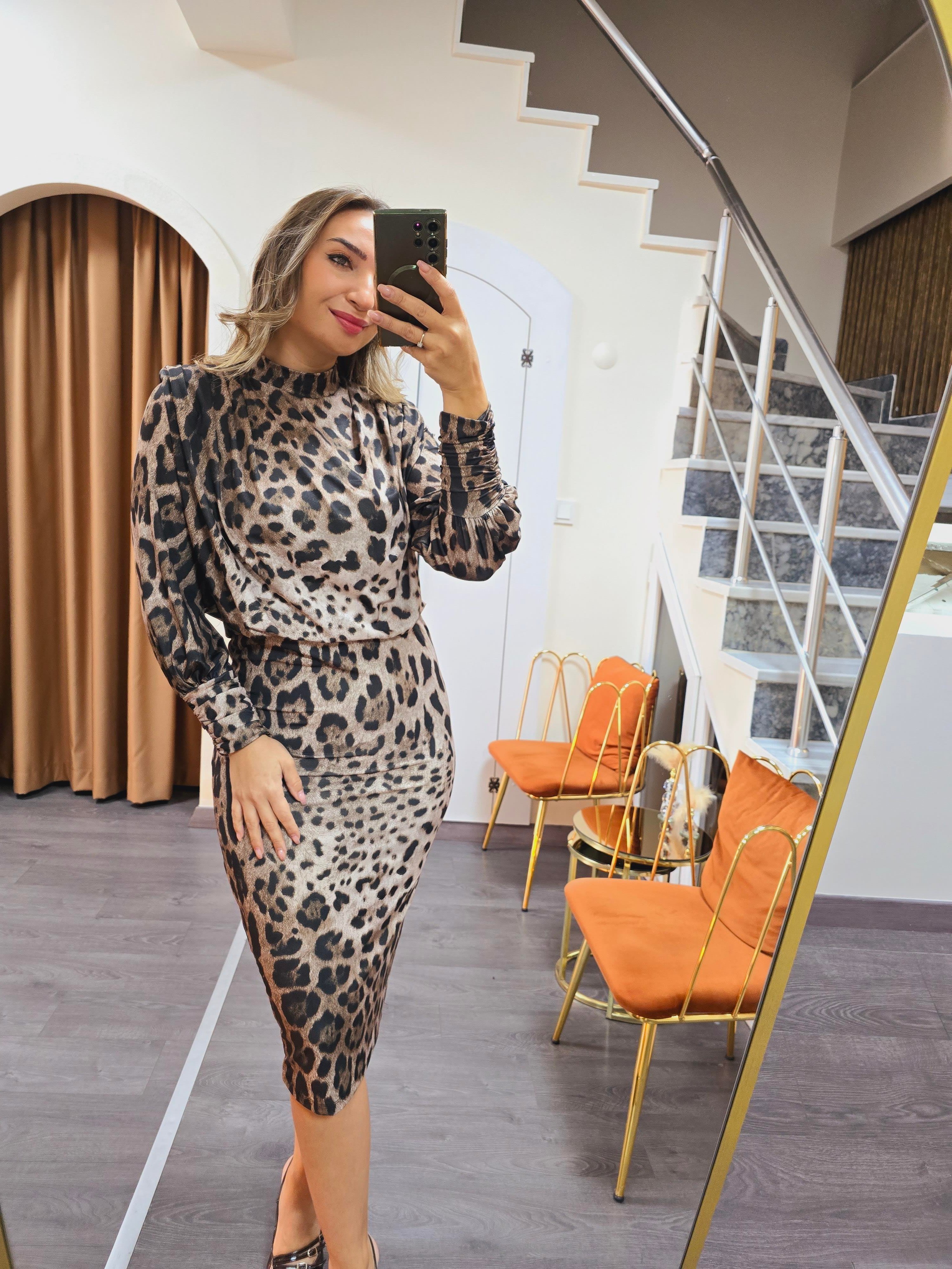 LEOPAR ŞIK ELBİSE