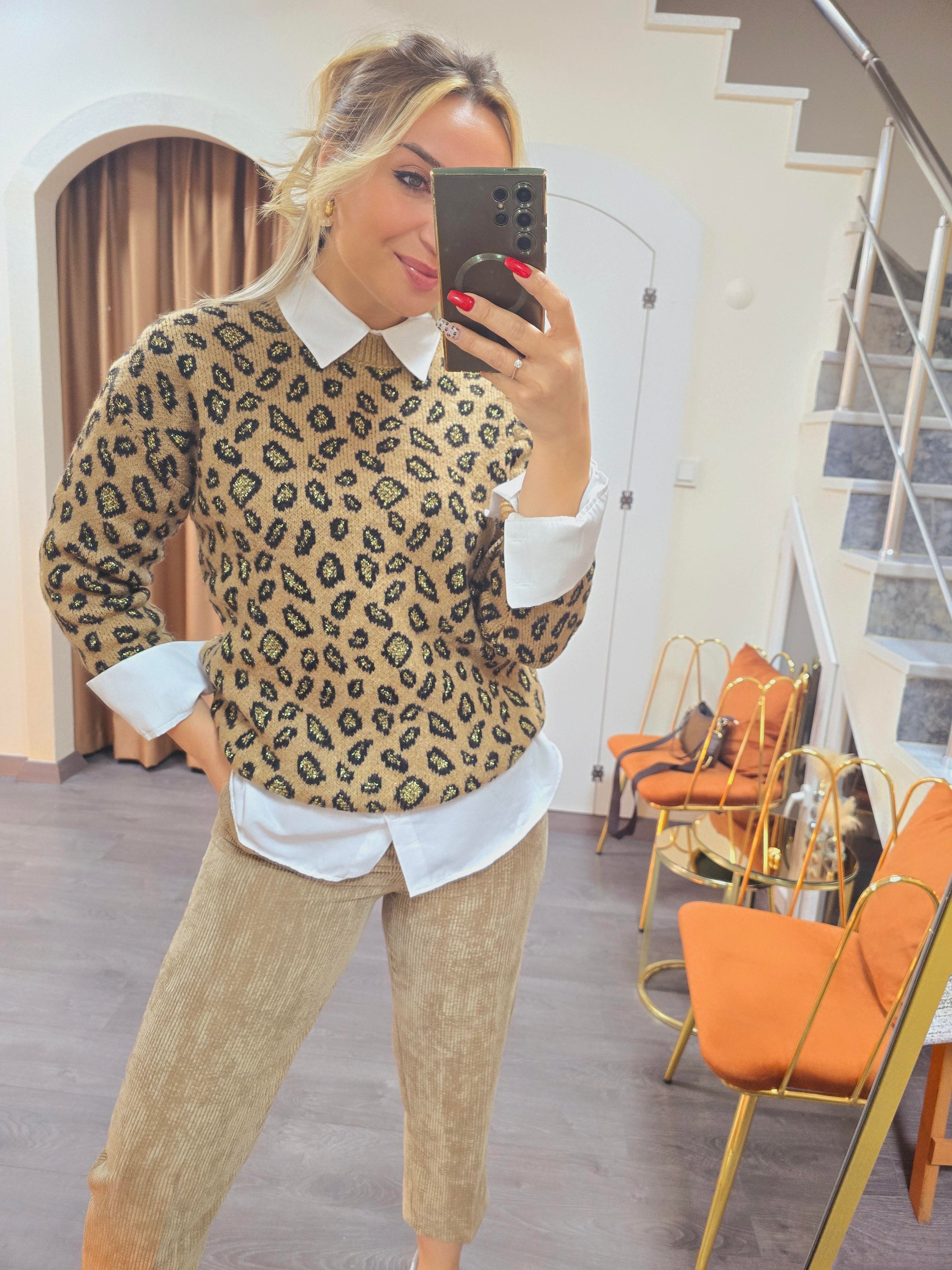 LEOPAR TRİKO KAZAK