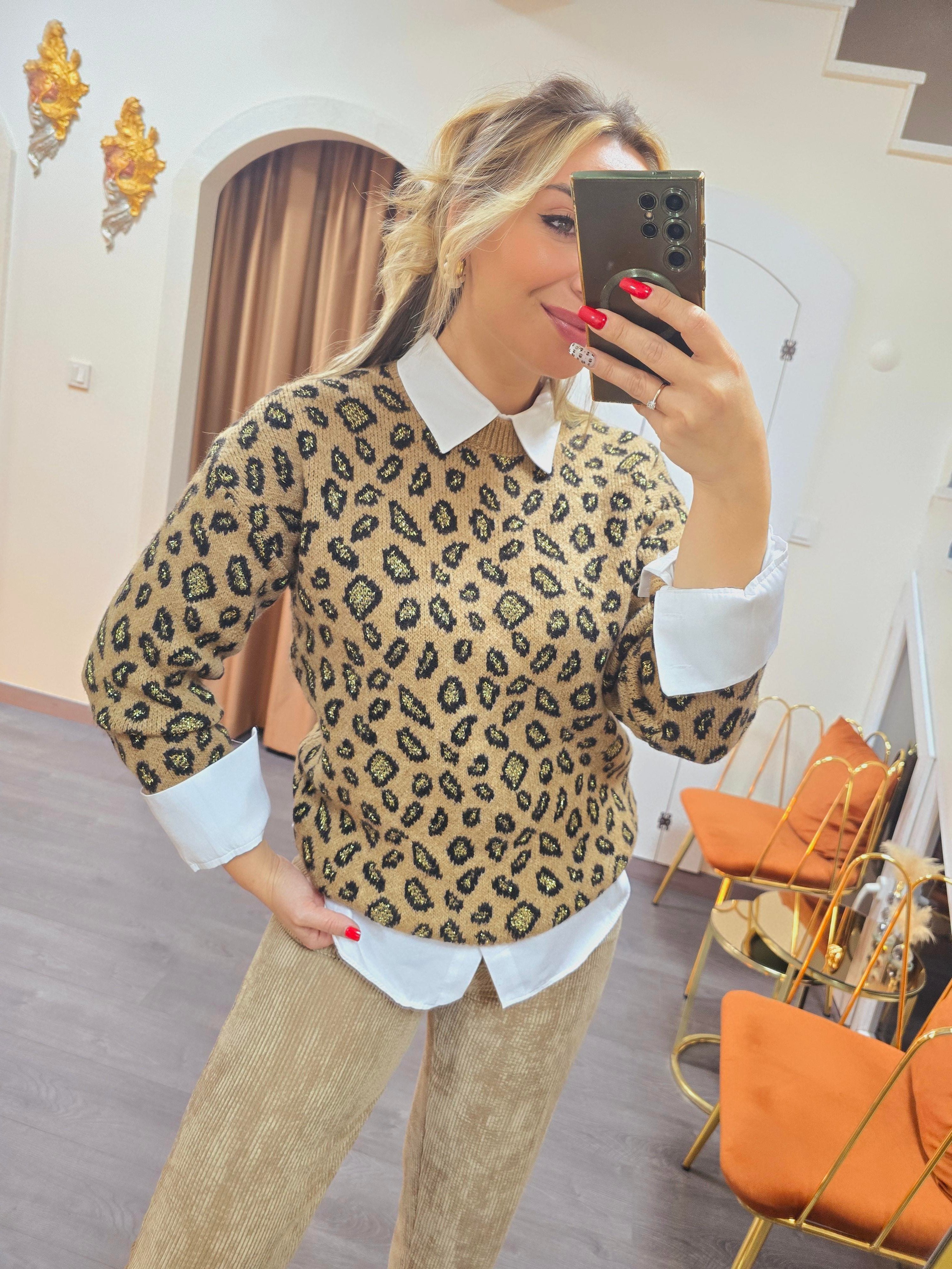LEOPAR TRİKO KAZAK