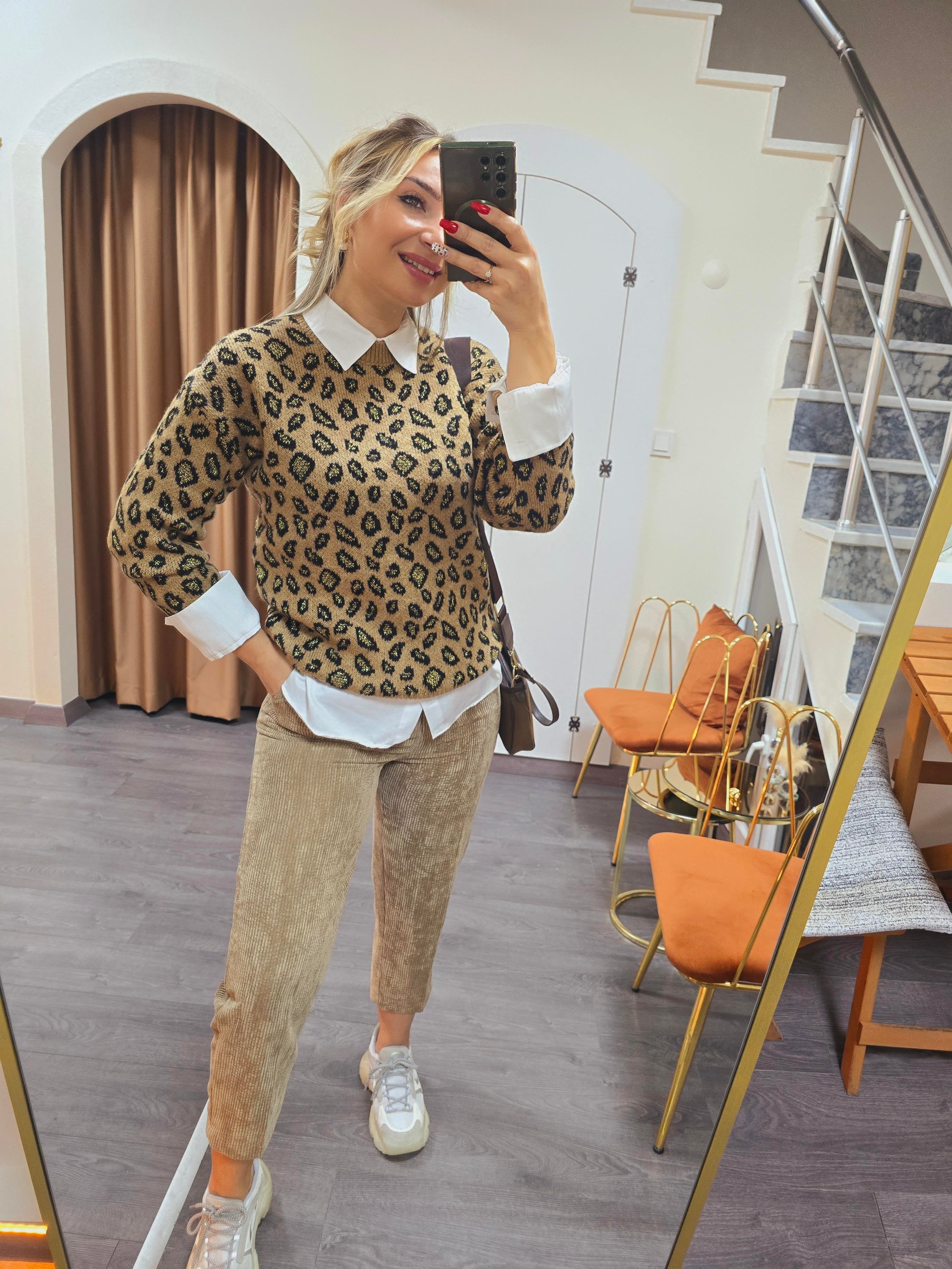 LEOPAR TRİKO KAZAK