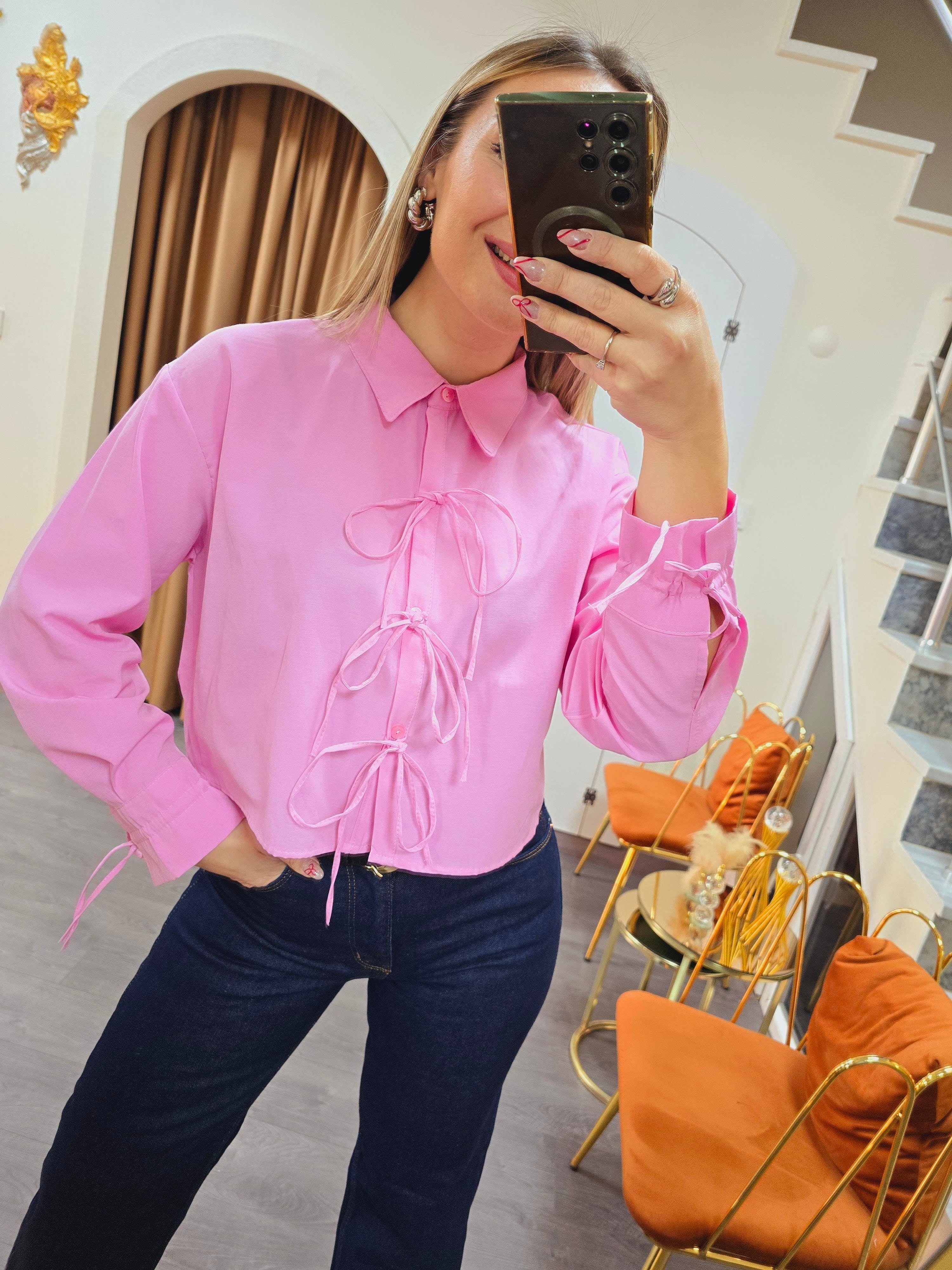 PEMBE PİNTEREST GÖMLEĞİ
