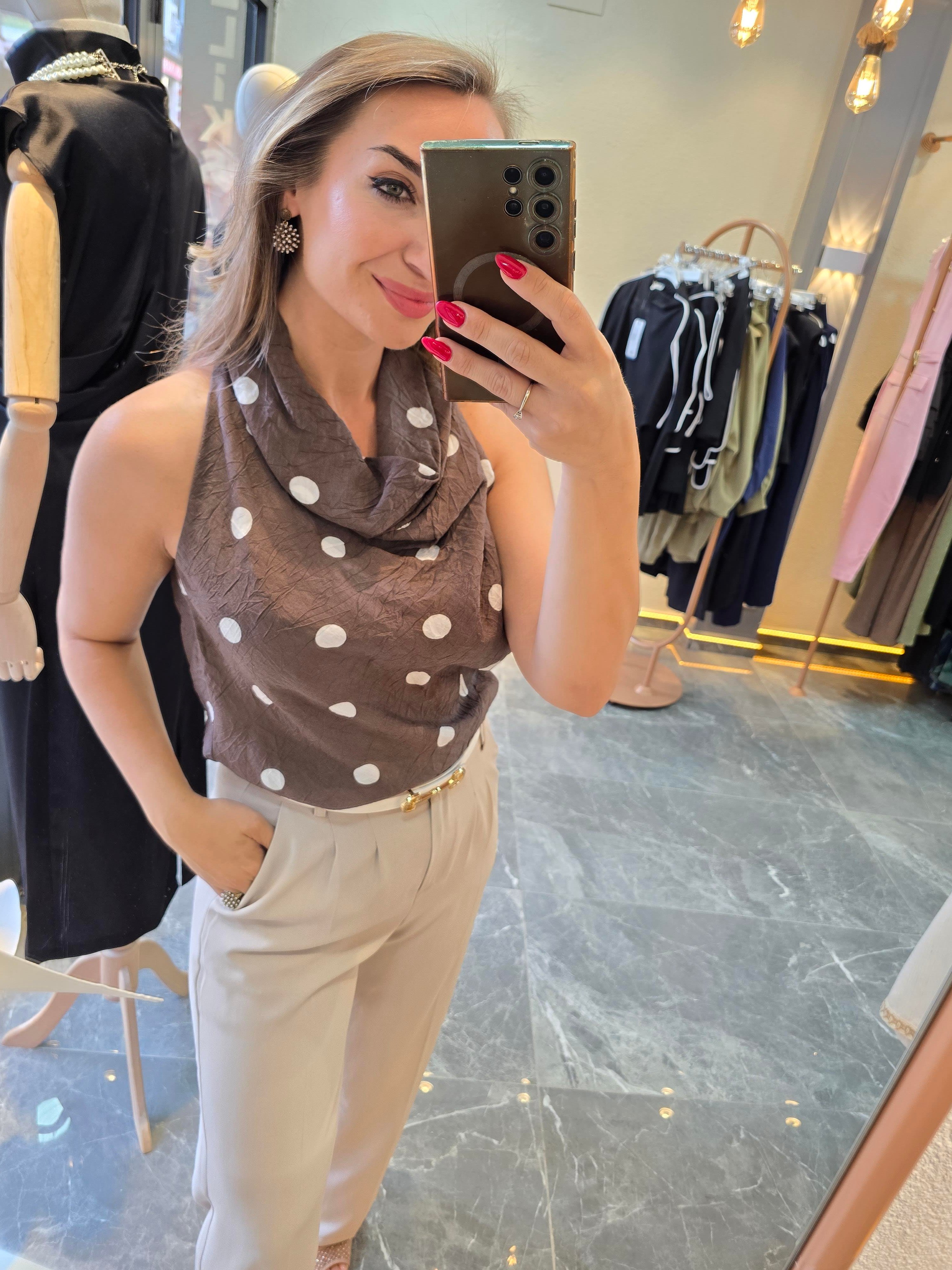 PUANTİYELİ DEGAJE CRUSH BLUZ