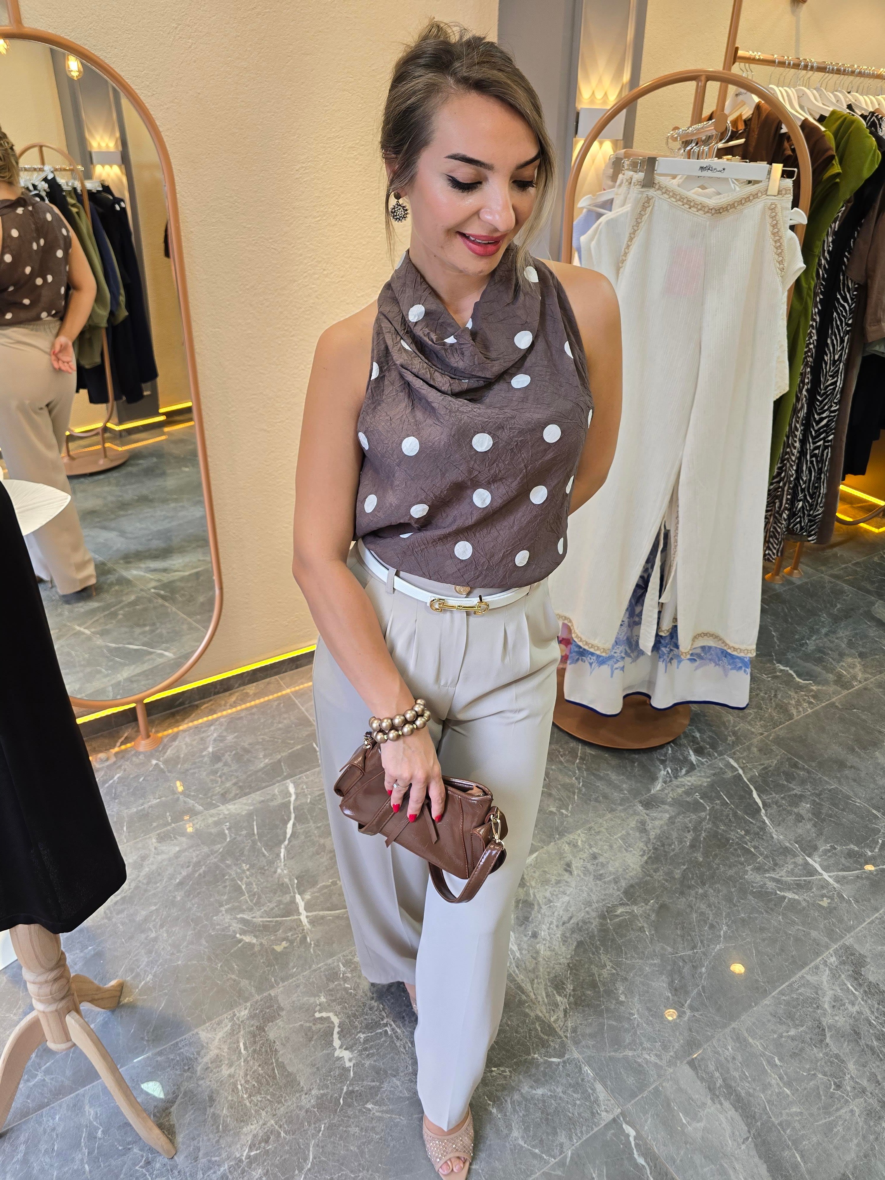 PUANTİYELİ DEGAJE CRUSH BLUZ