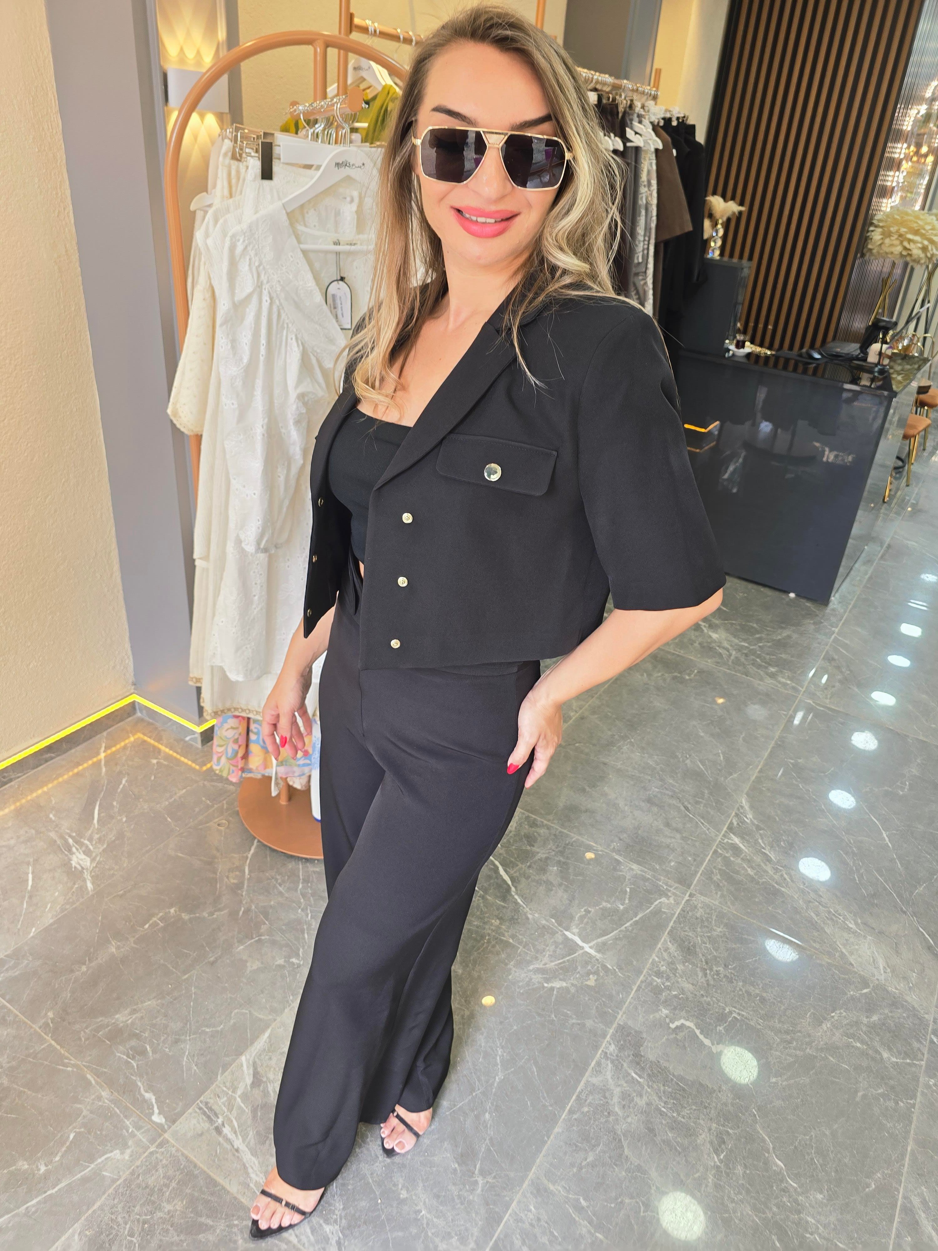 SİYAH KISA BLAZER CEKET 
