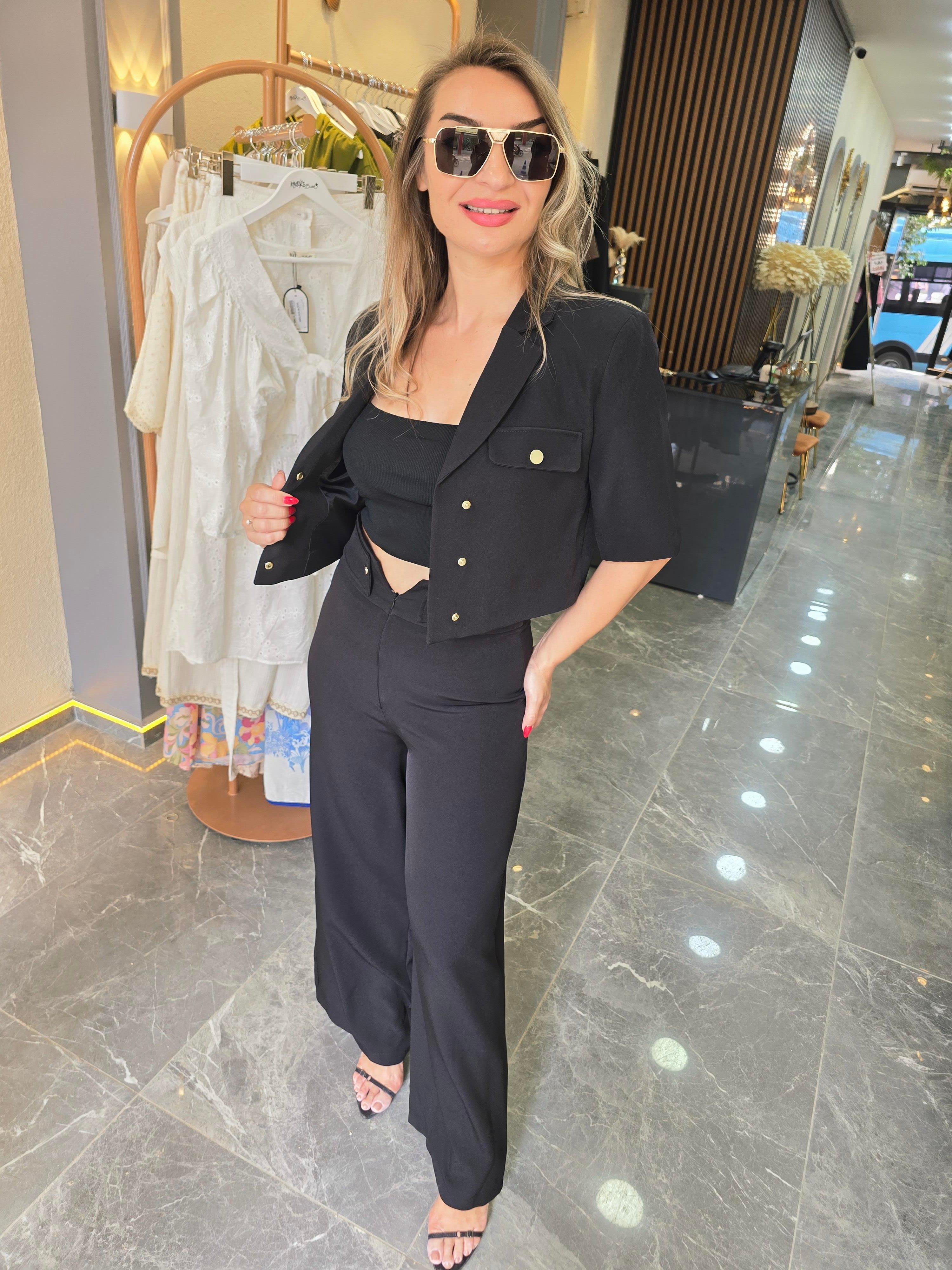 SİYAH KISA BLAZER CEKET 