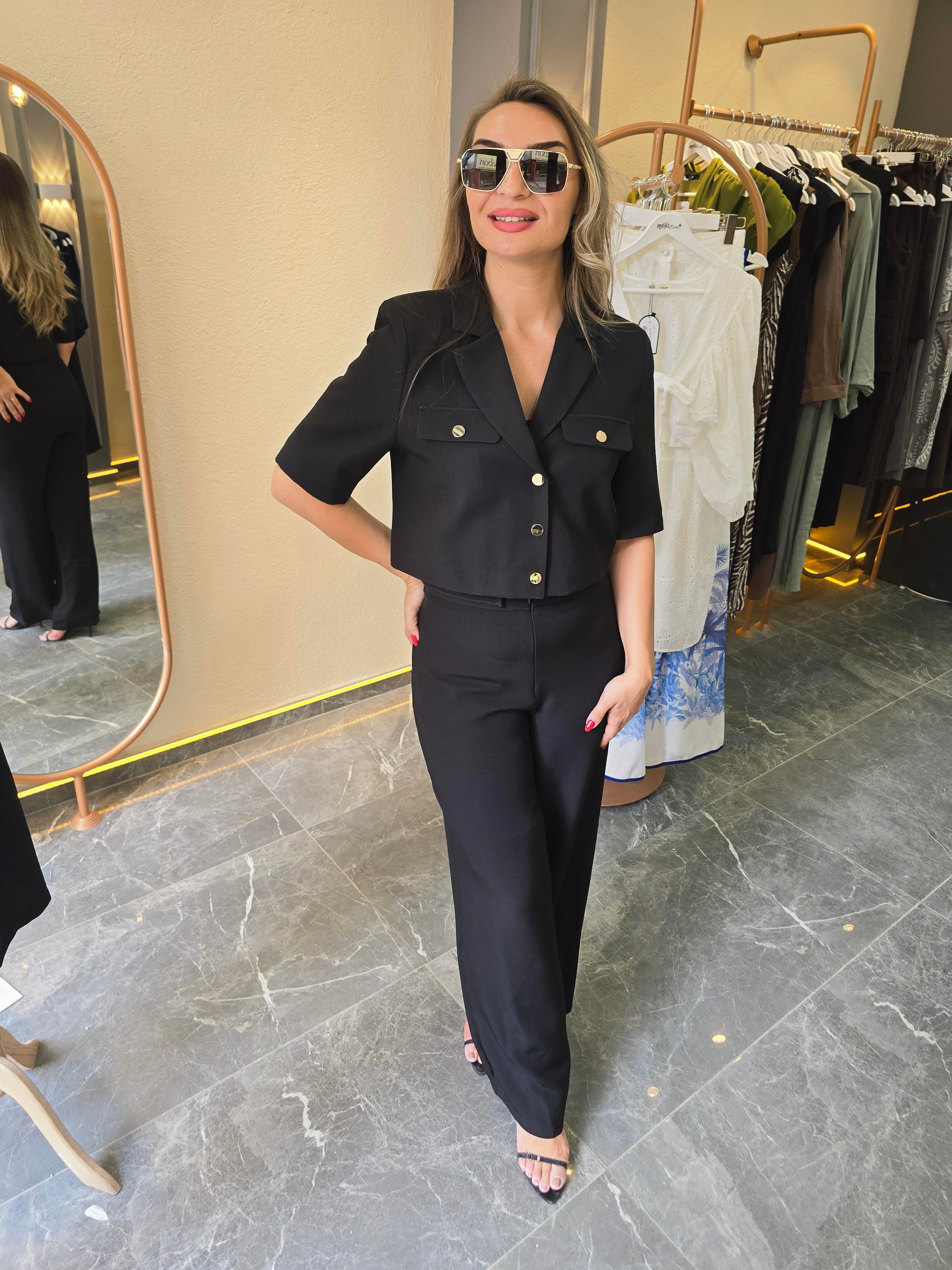 SİYAH KISA BLAZER CEKET 