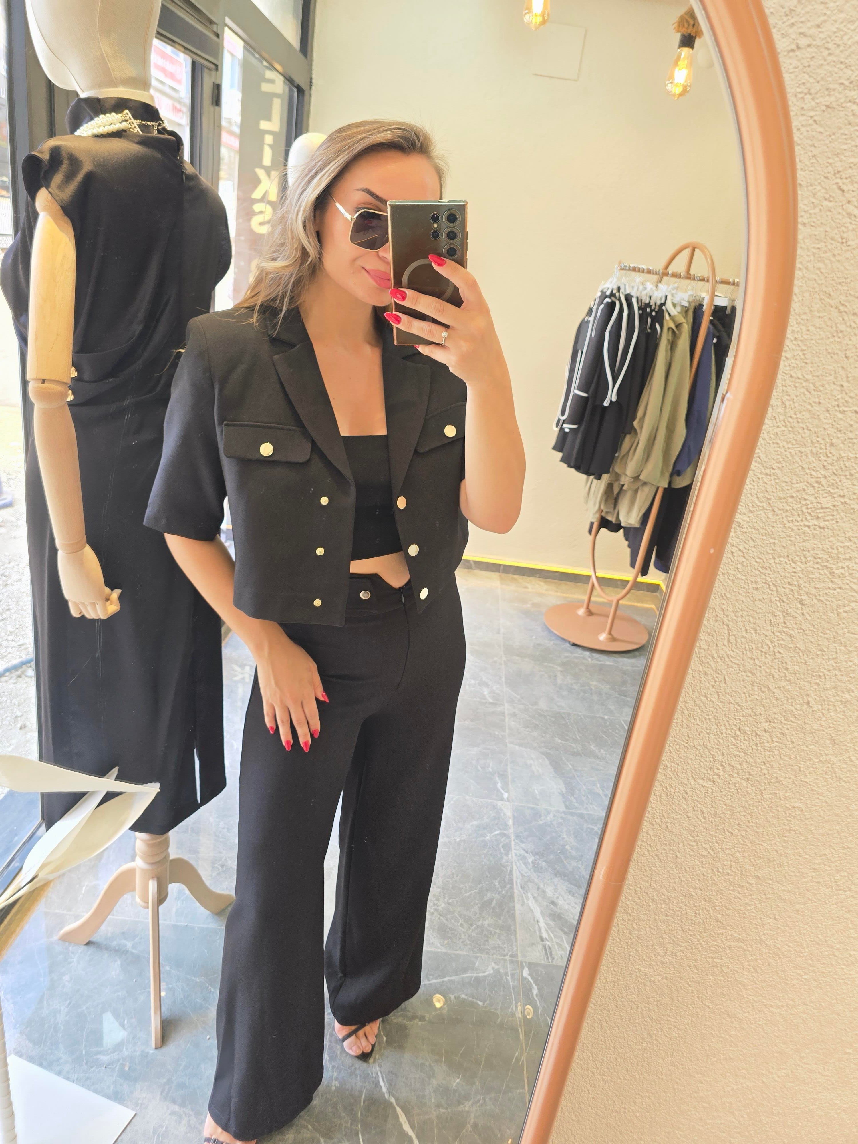 SİYAH KISA BLAZER CEKET 