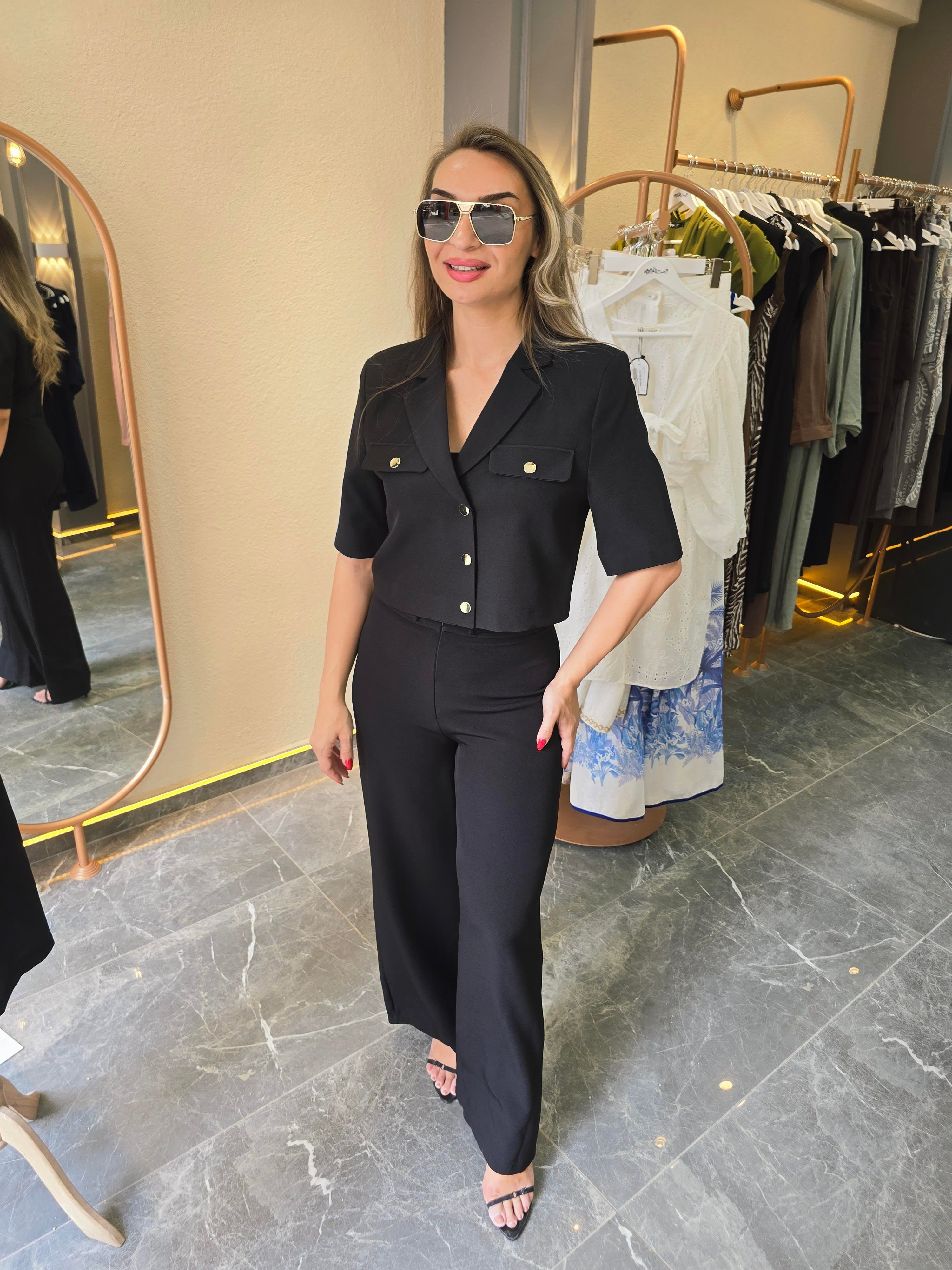 SİYAH KISA BLAZER CEKET 