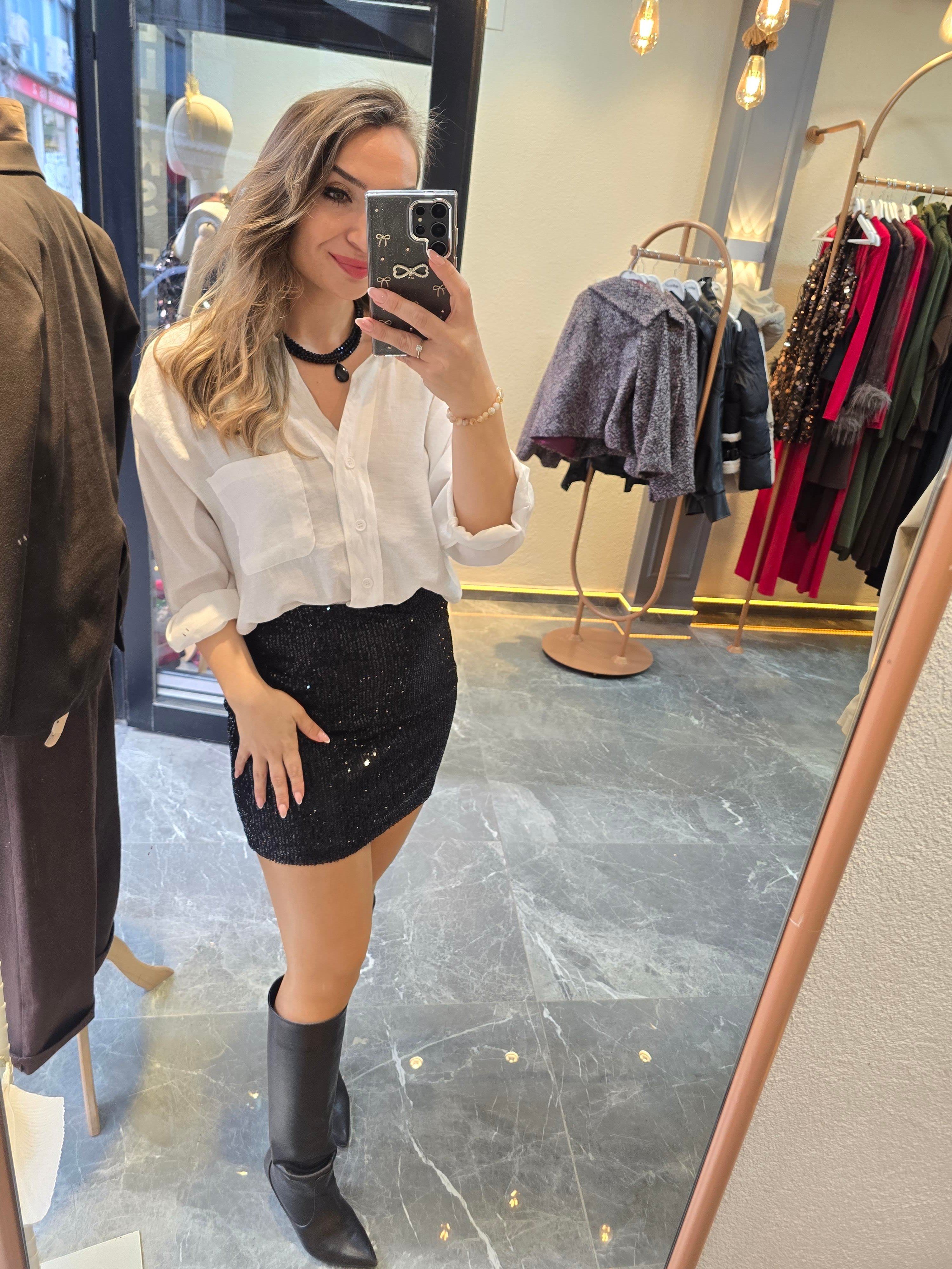 SİYAH PAYET ETEK 
