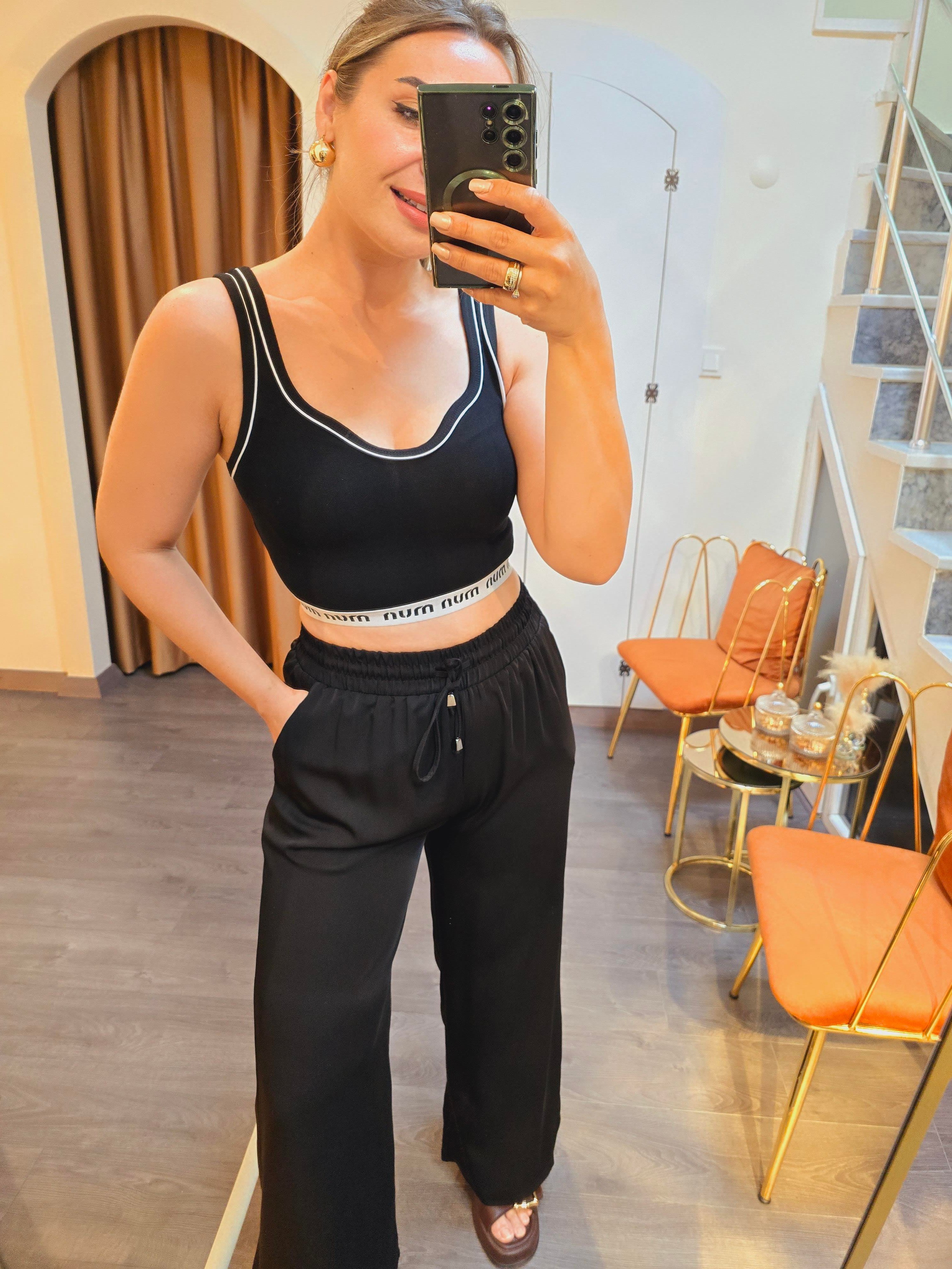 SİYAH SPOR CROP