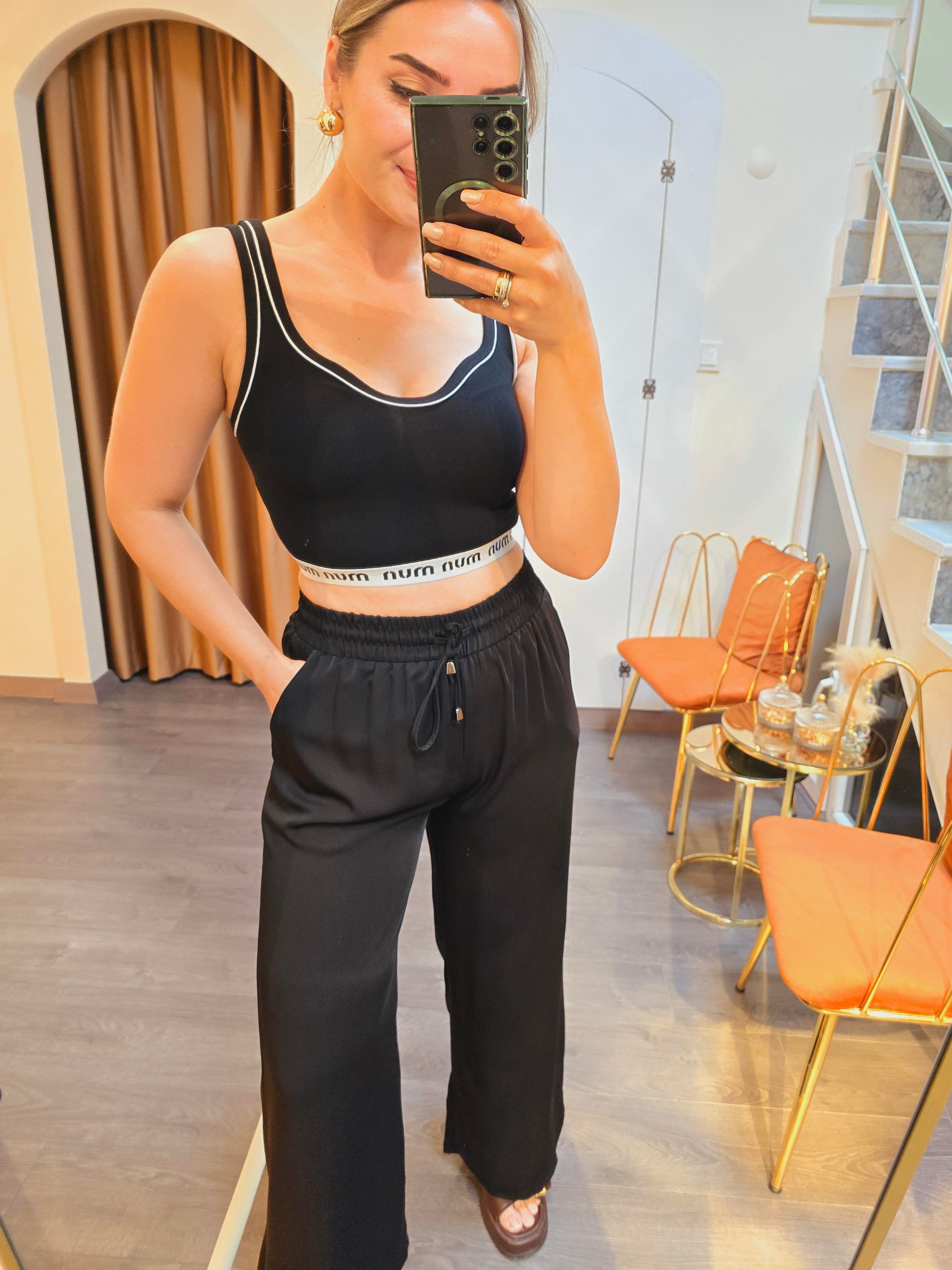 SİYAH SPOR CROP