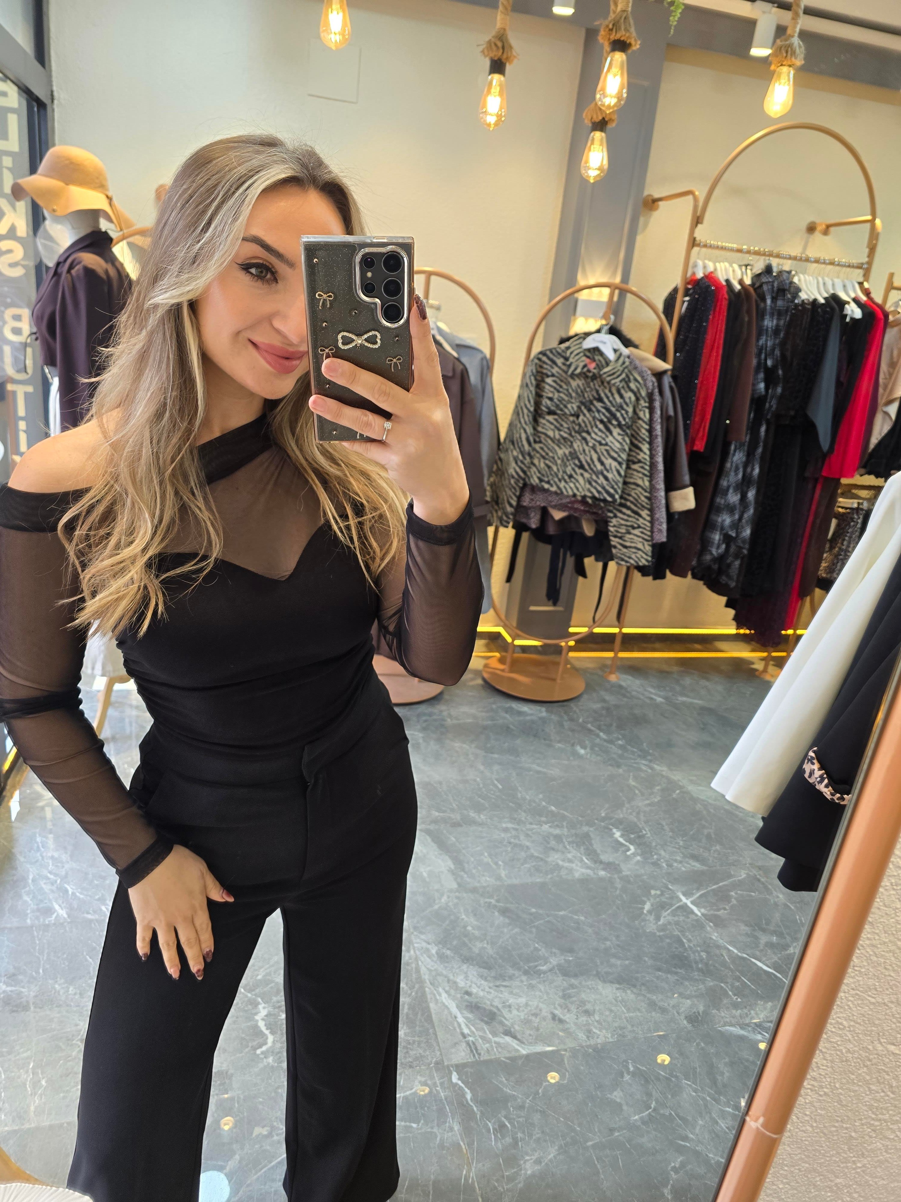siyah tül bluz 