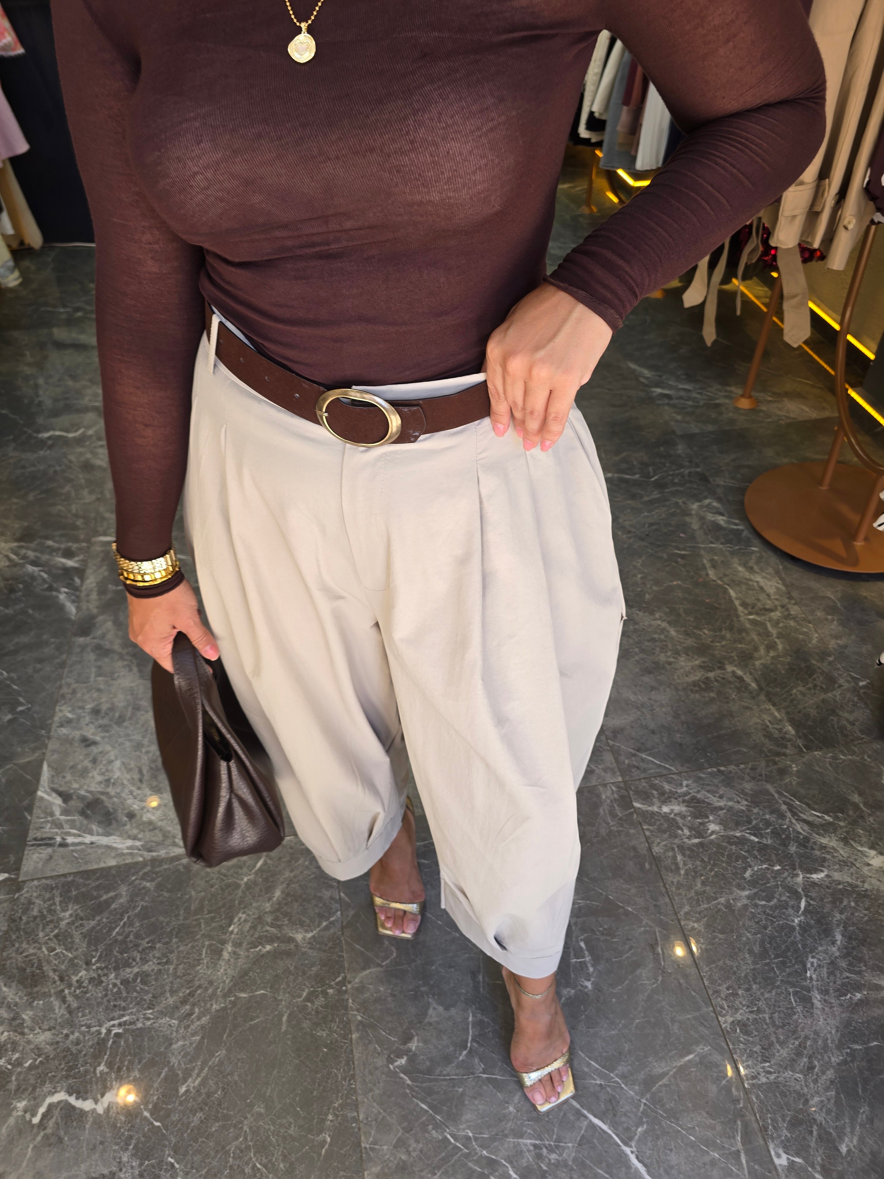 TAŞ RENGİ BALON PANTOLON