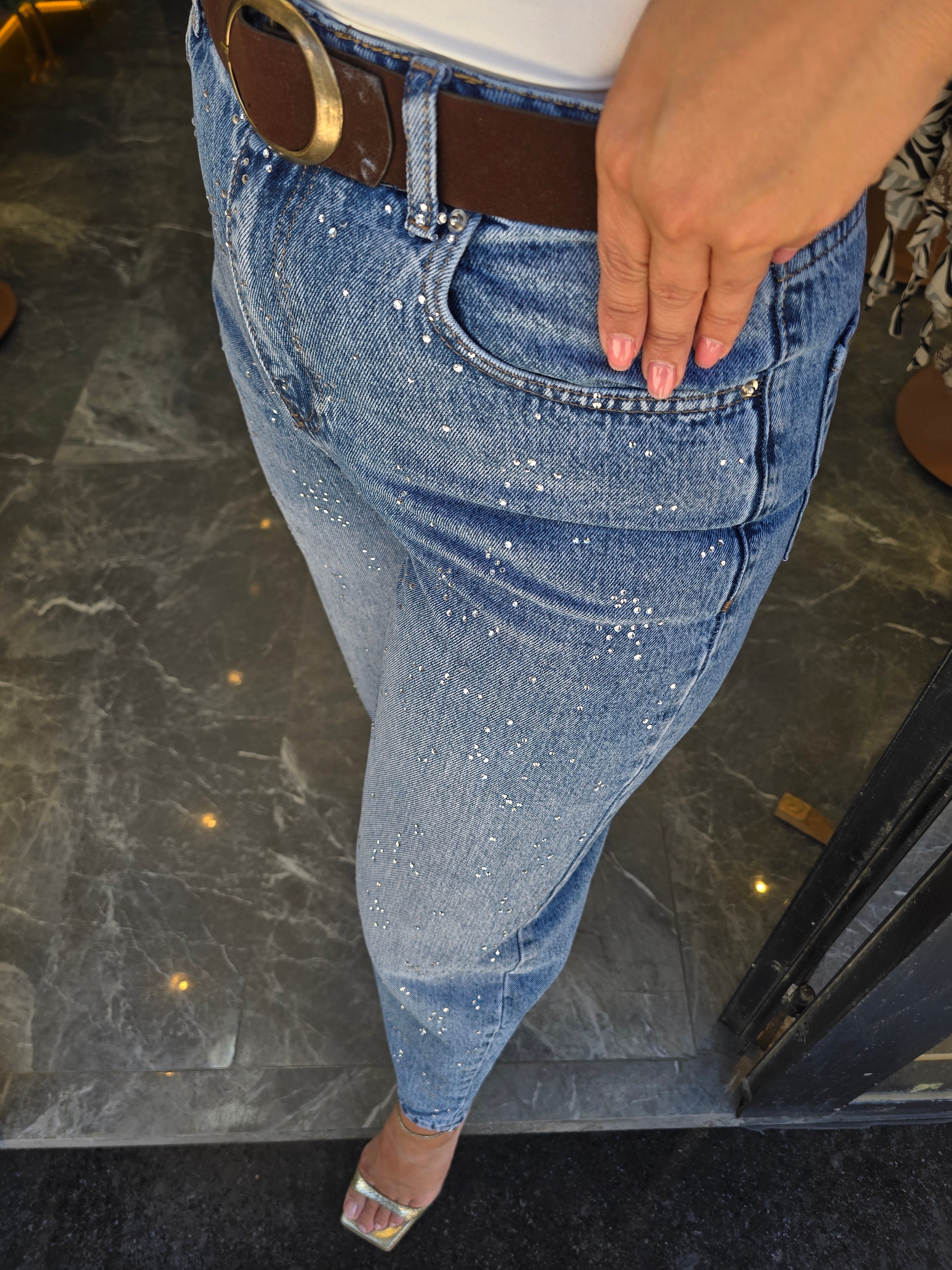 TAŞLI JEAN PANTOLON