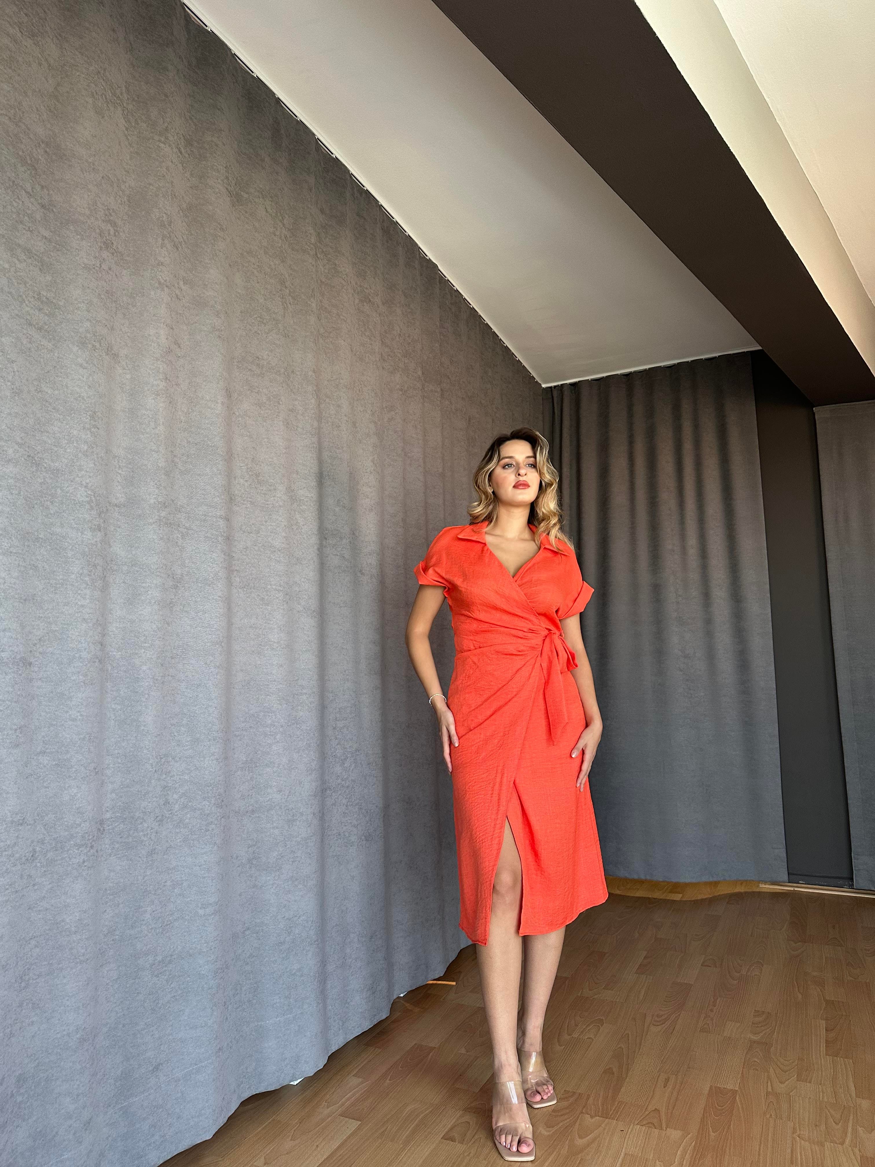 Anvelop Model Elbise Oranj-Paris