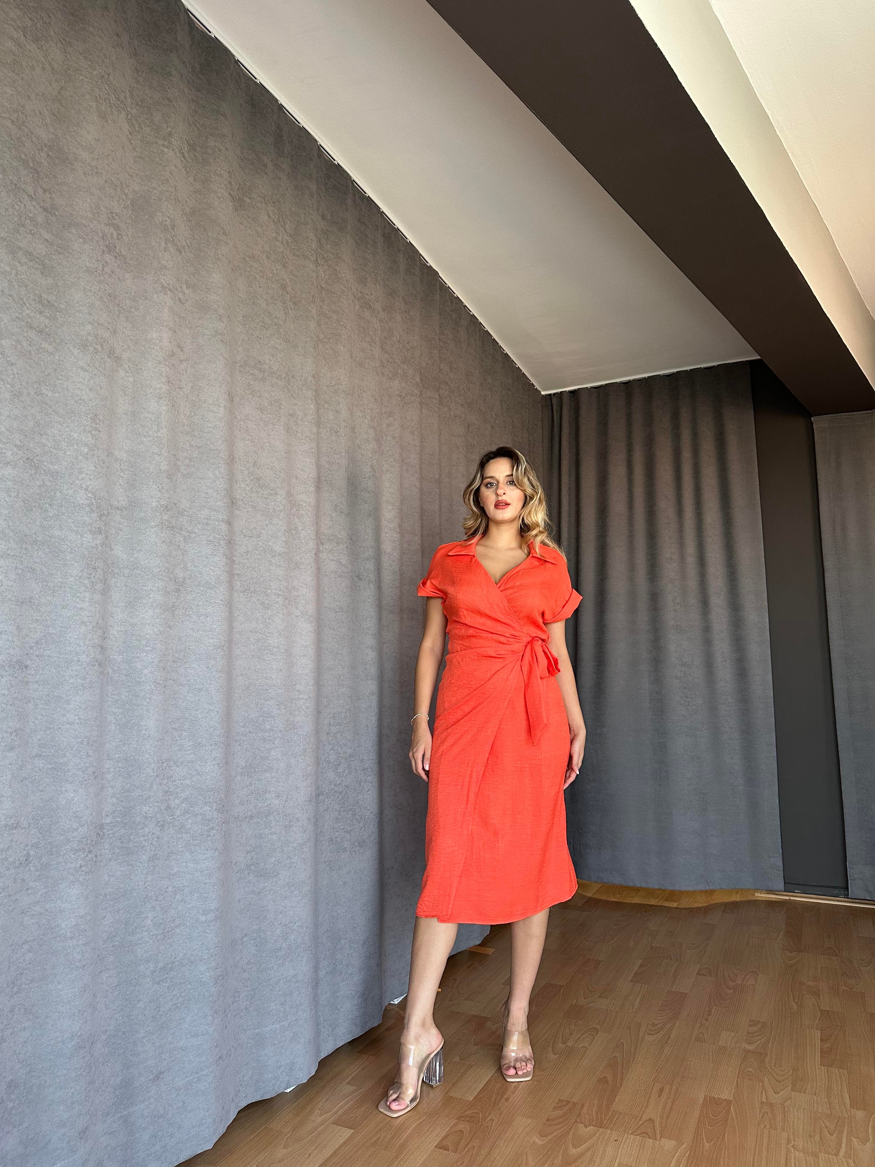 Anvelop Model Elbise Oranj-Paris