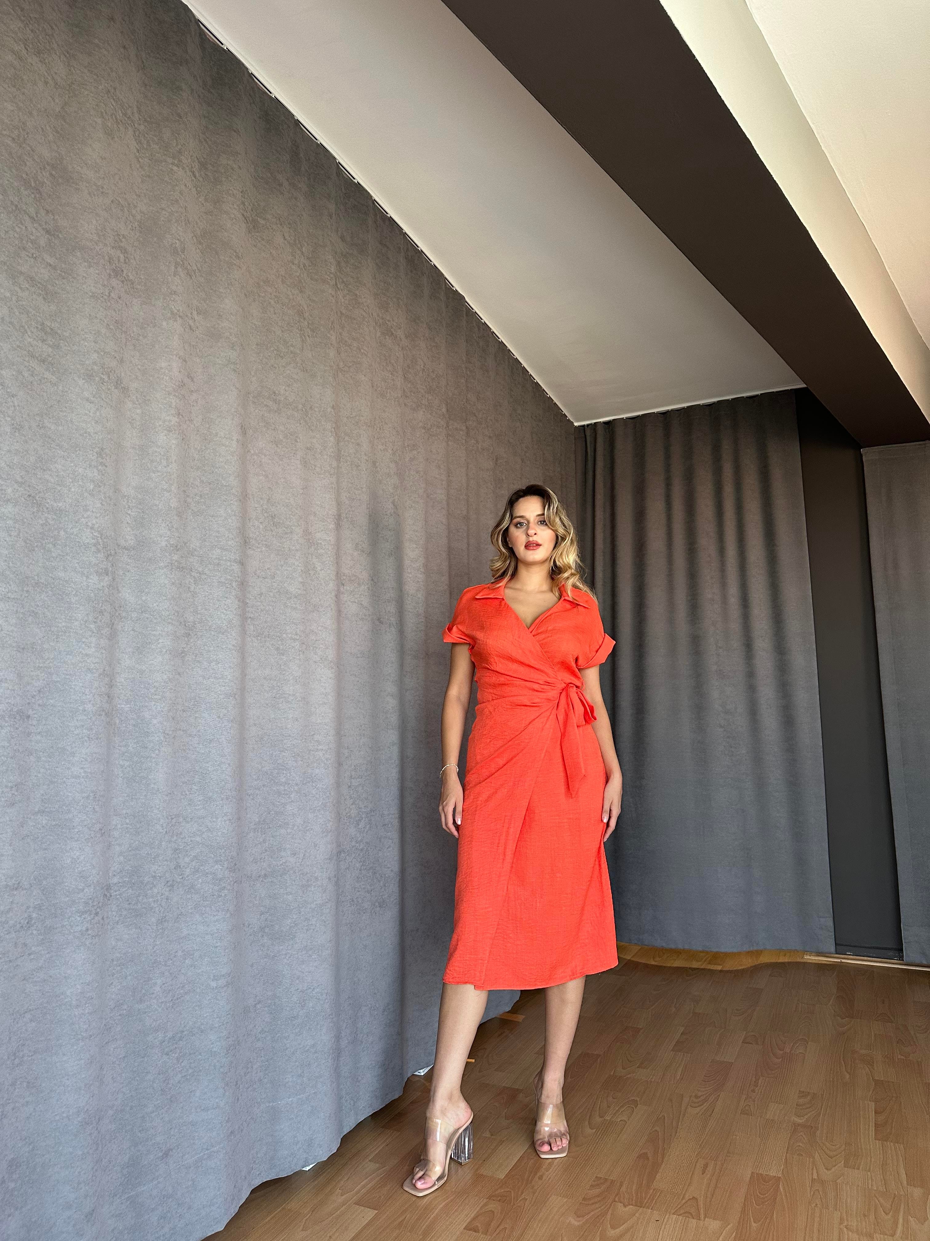 Anvelop Model Elbise Oranj-Paris