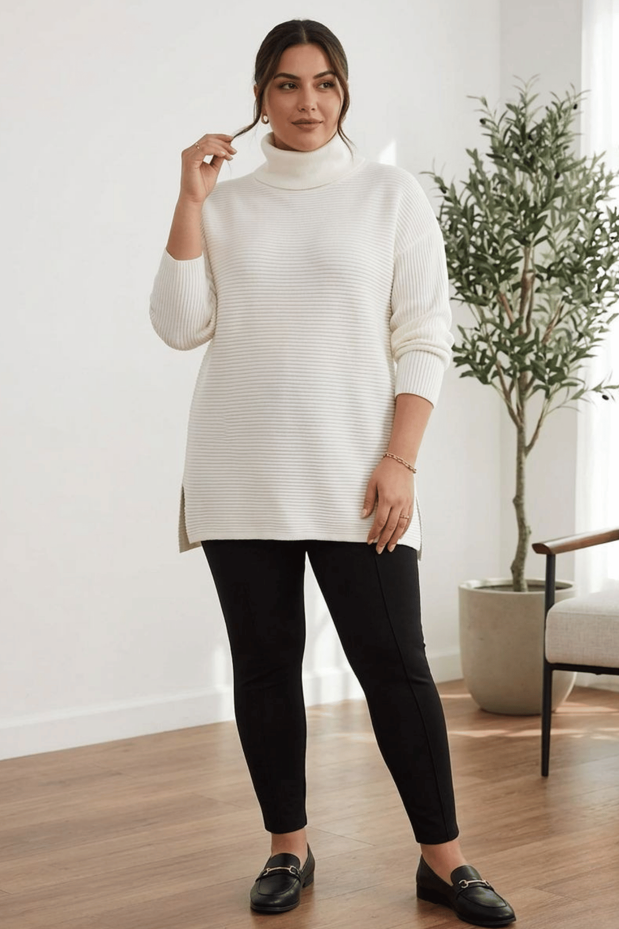 Balıkçı Yaka Oversize Triko Kazak