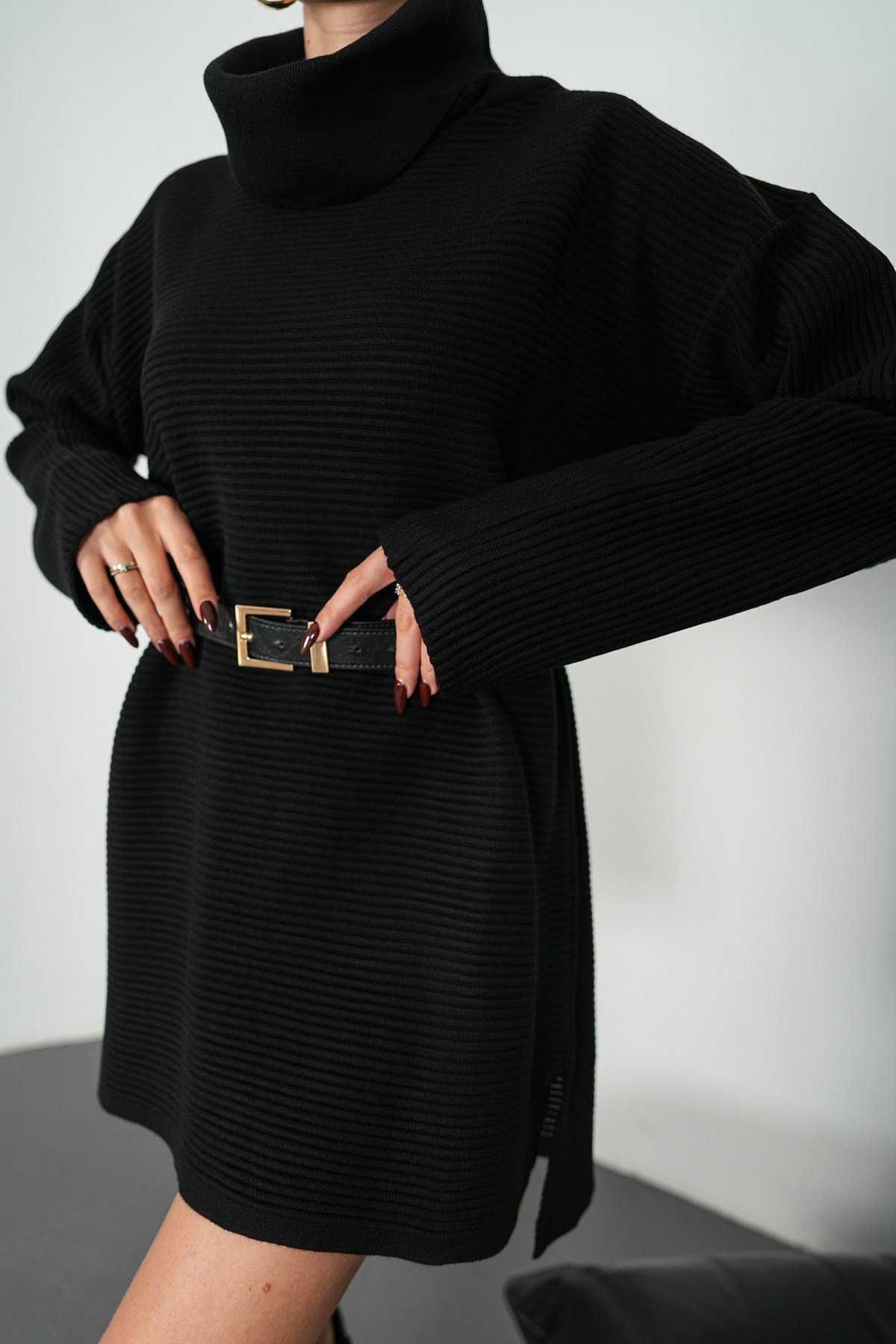 Balıkçı Yaka Oversize Triko Kazak