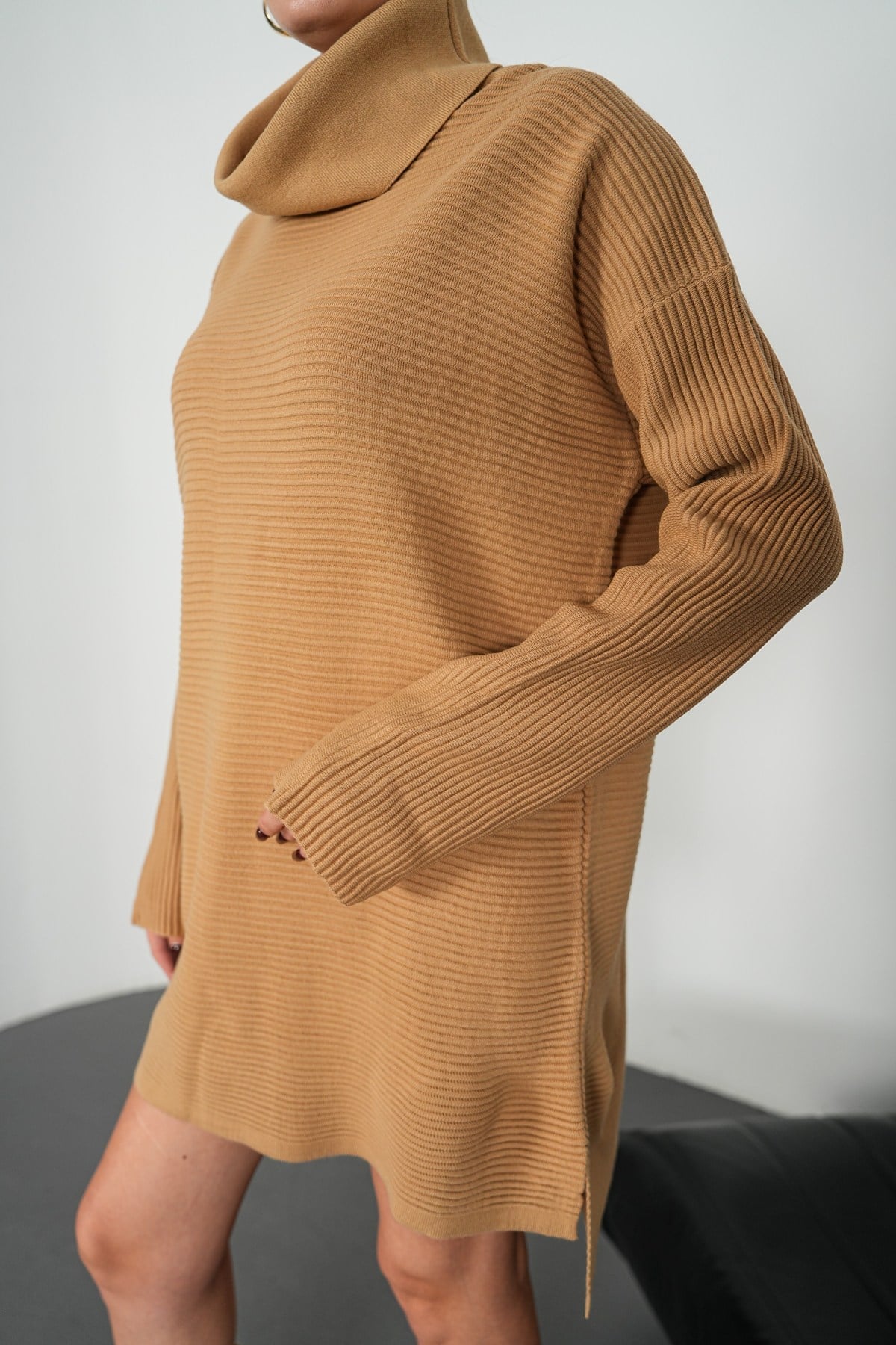 Balıkçı Yaka Oversize Triko Kazak