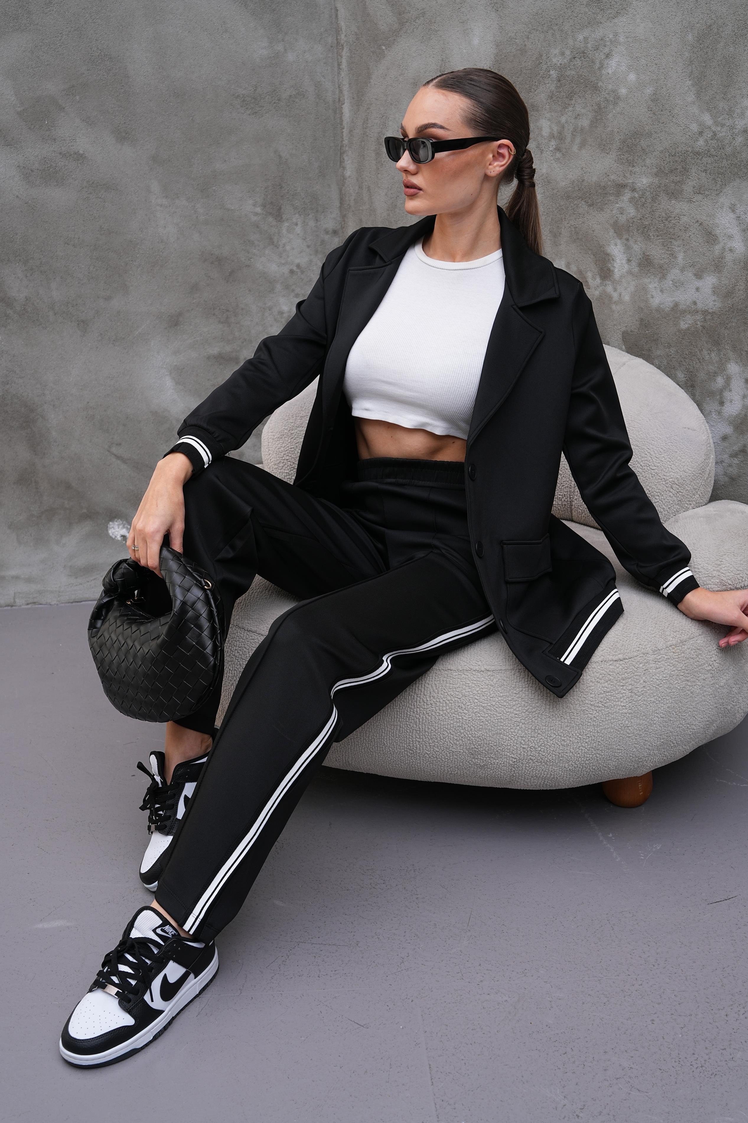 Blazer Ceketli Ribanalı Eşofman Takım
