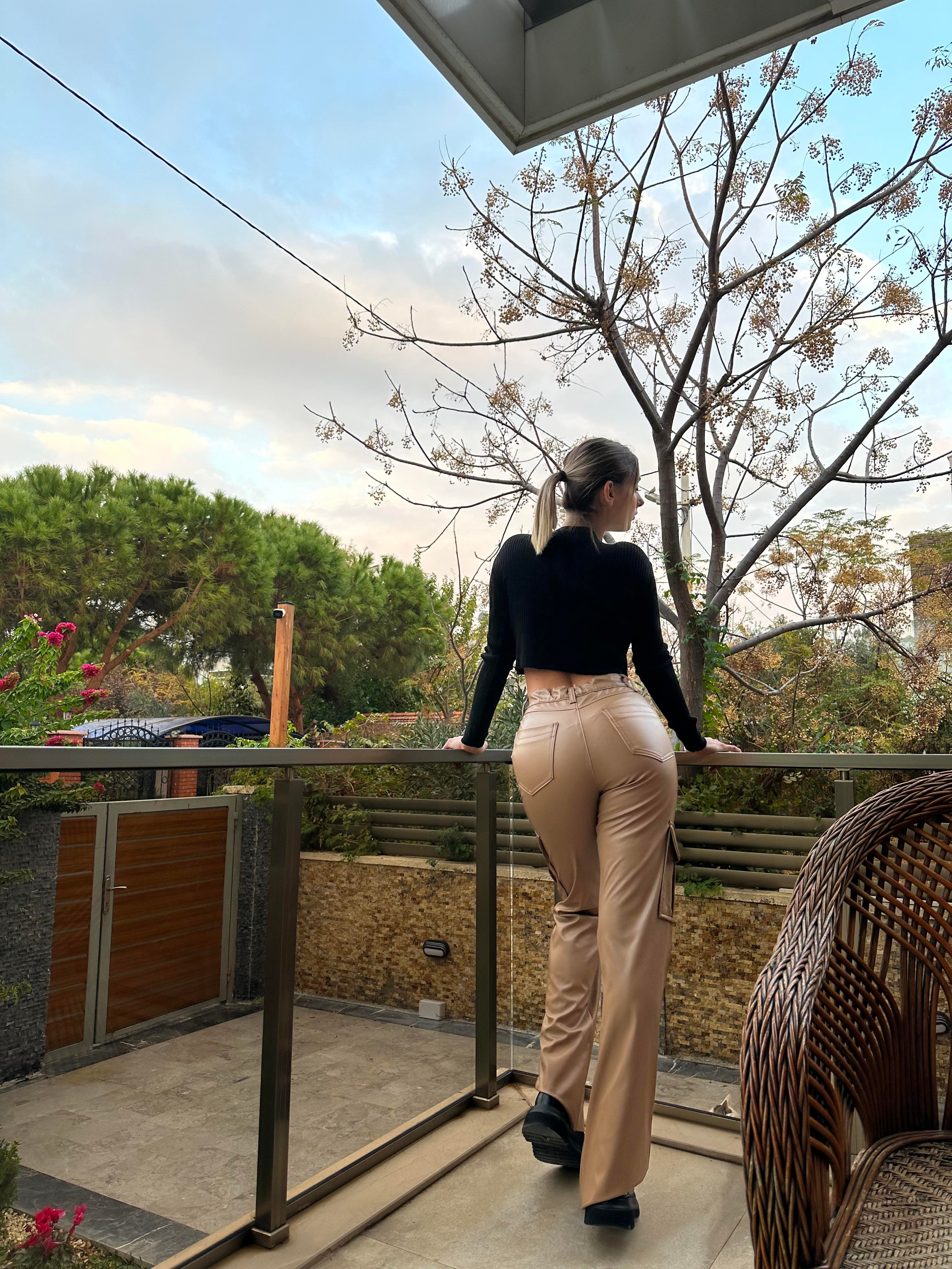 Deri Kargo Pantolon Camel-Paris