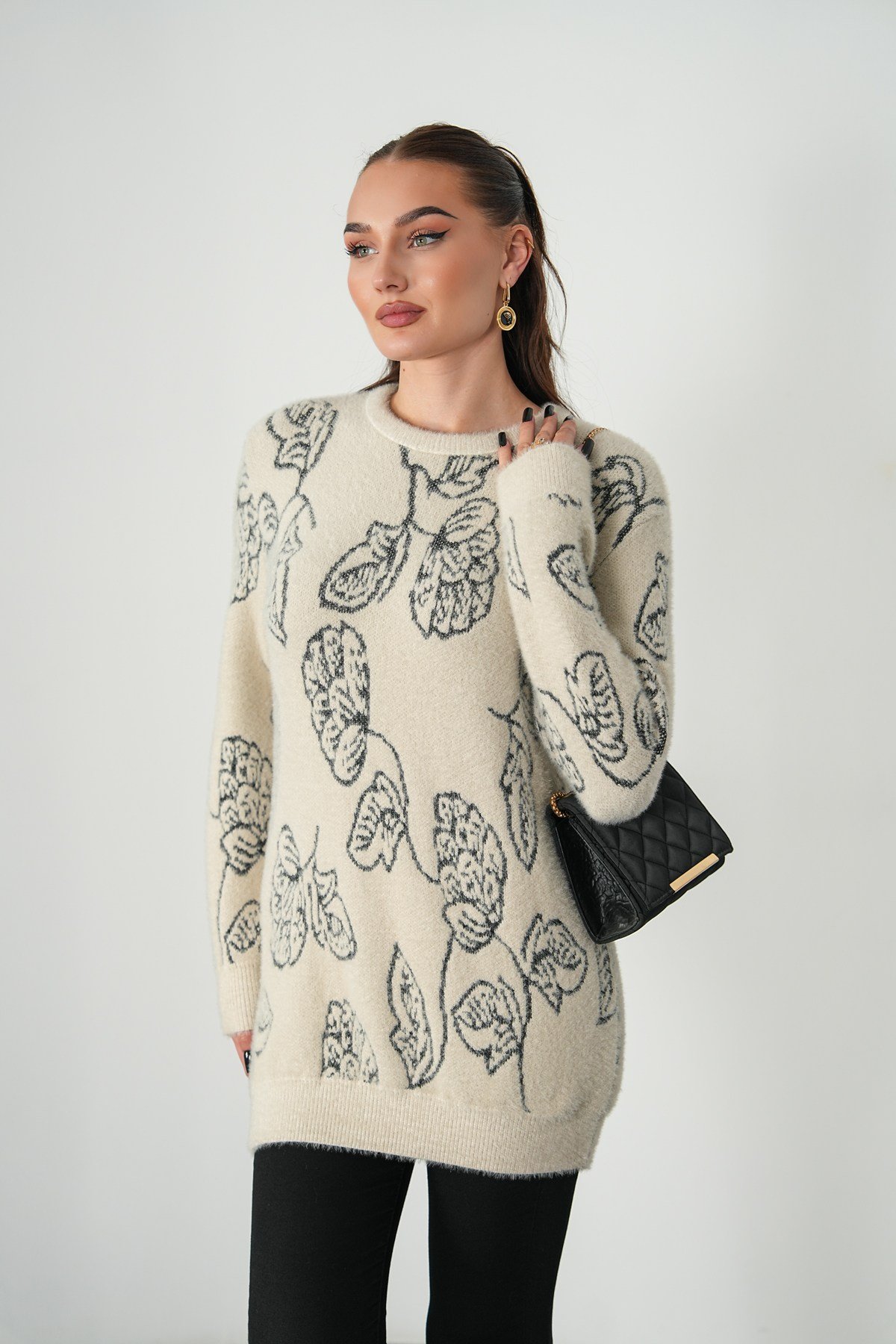 Desenli Angora Tunik  Kazak