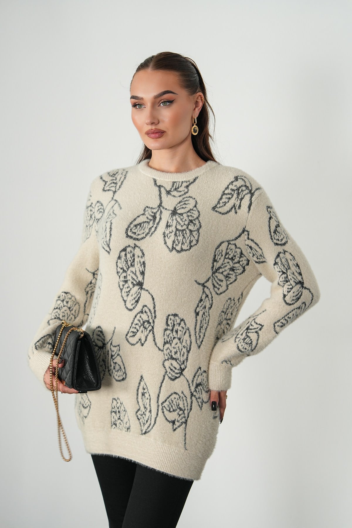 Desenli Angora Tunik  Kazak