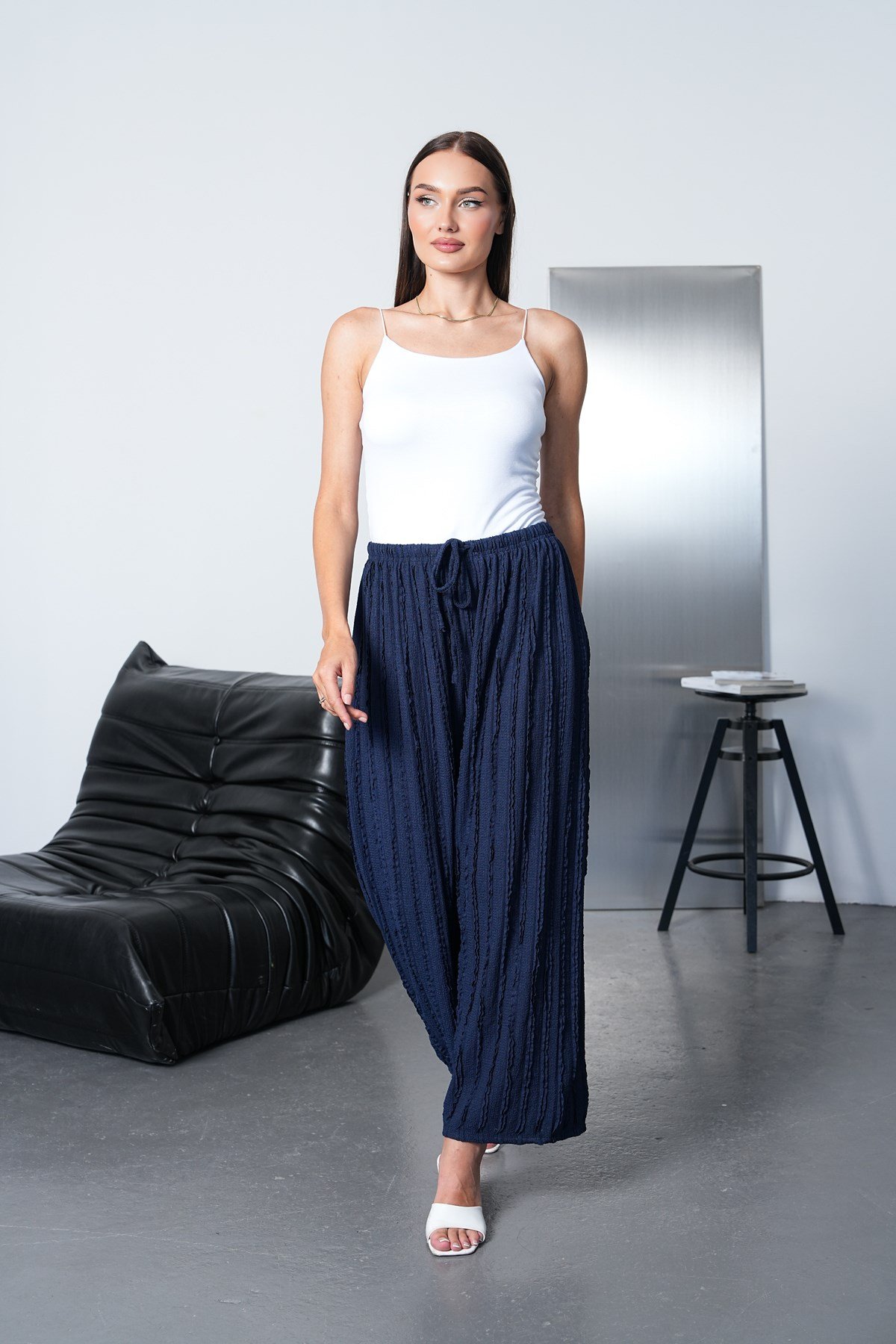 Gofre Pantalon-Lacivert