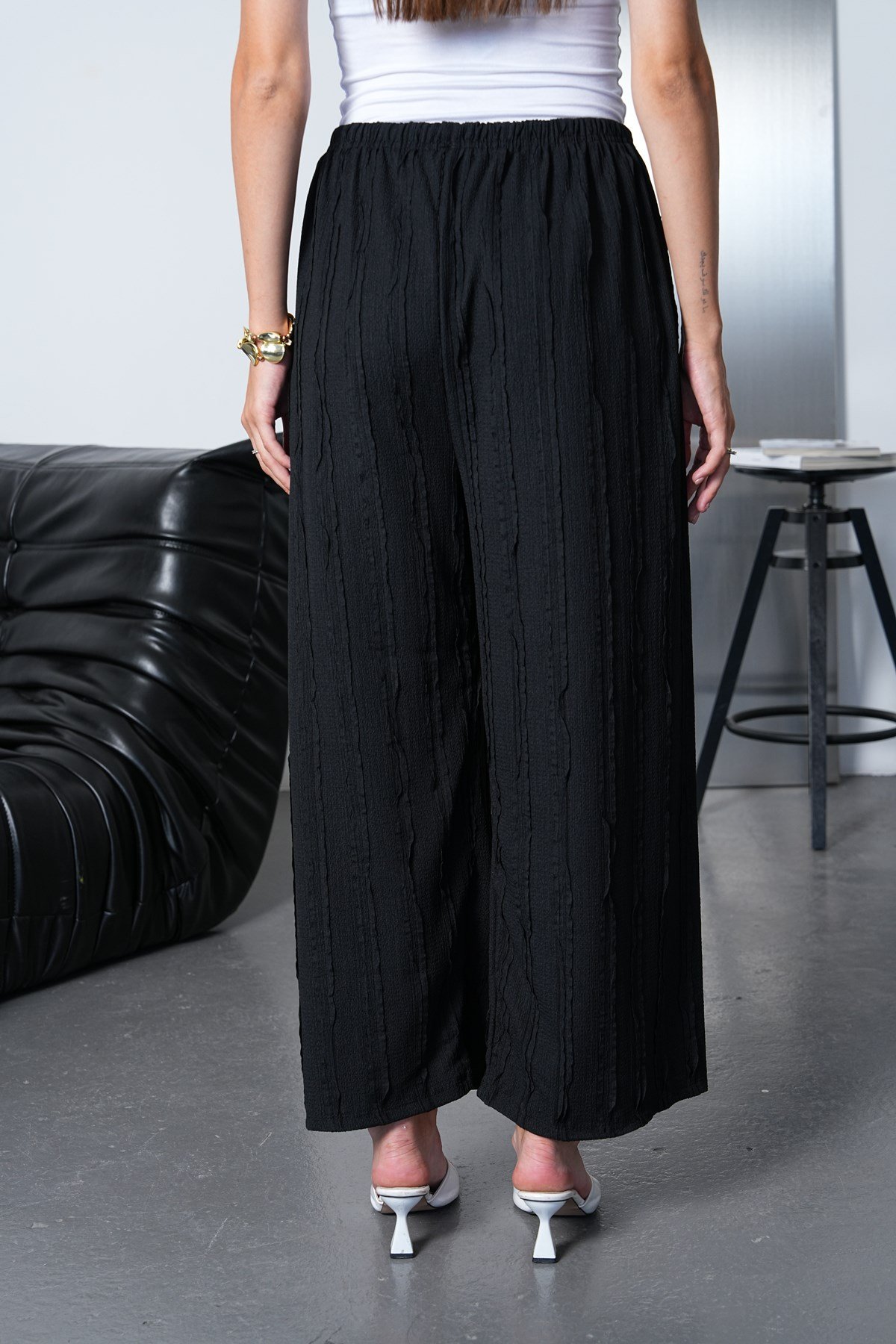 Gofre Pantalon-Siyah