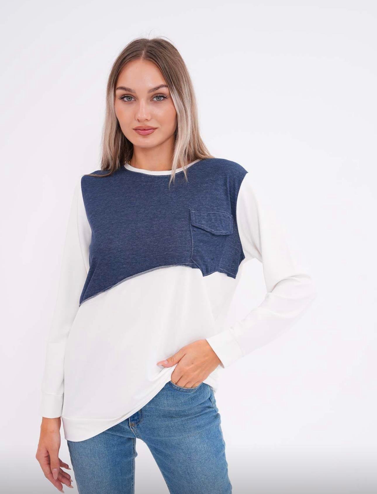 İKİ RENKLİ SWEAT-BEYAZ