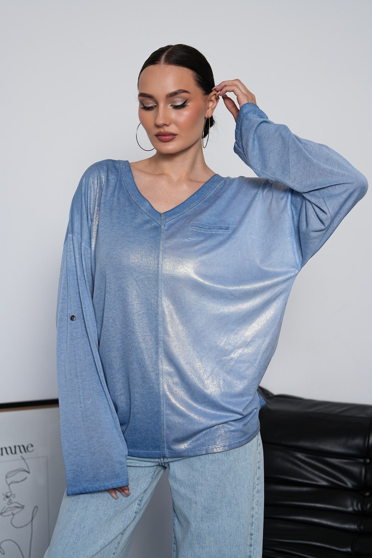 Işıltılı İthal Bluz