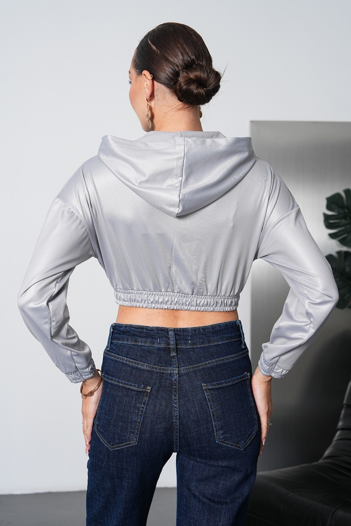 Kapüşonlu Crop Ceket