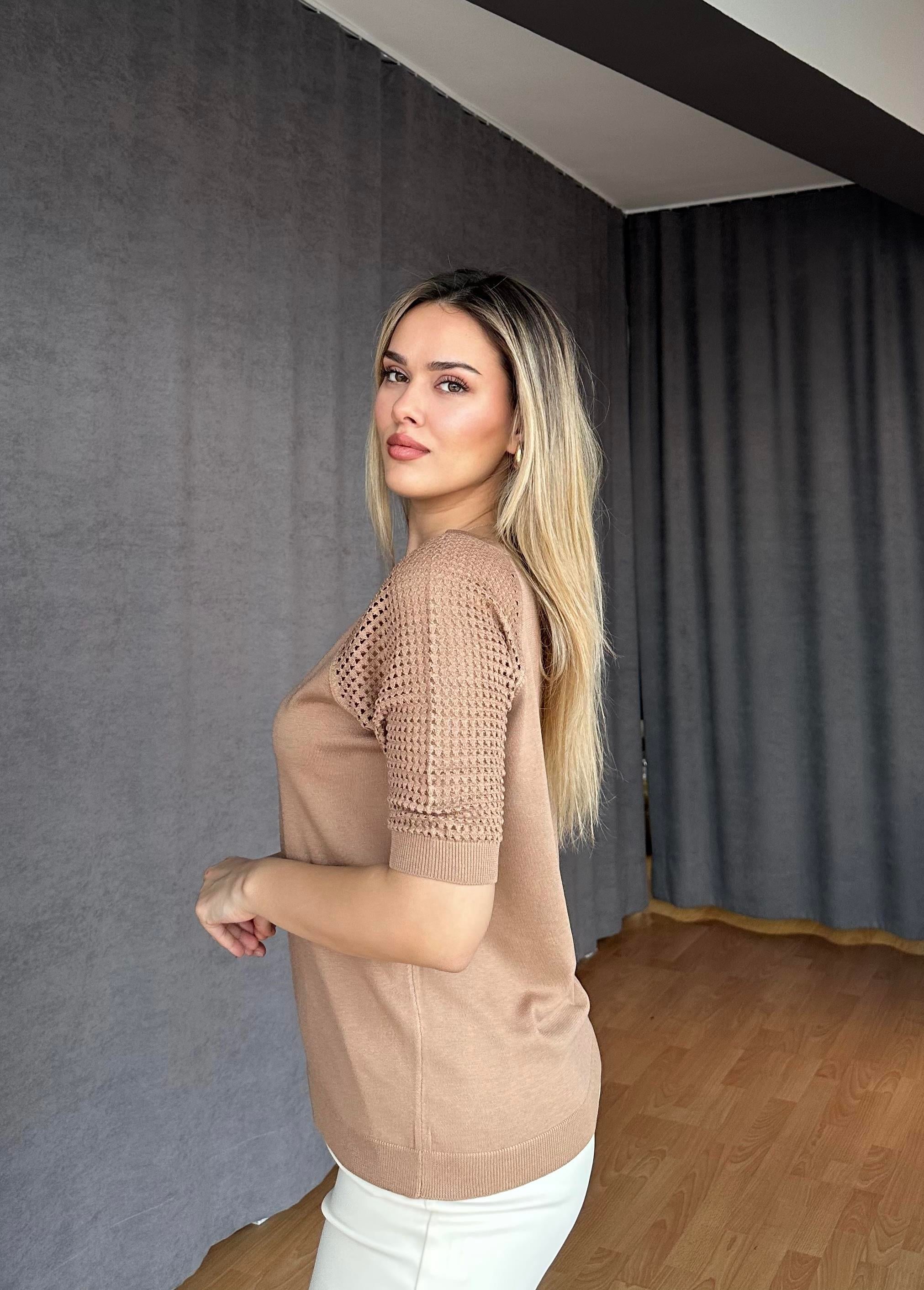 Kolları Ajurlu Basic Merserize - Camel