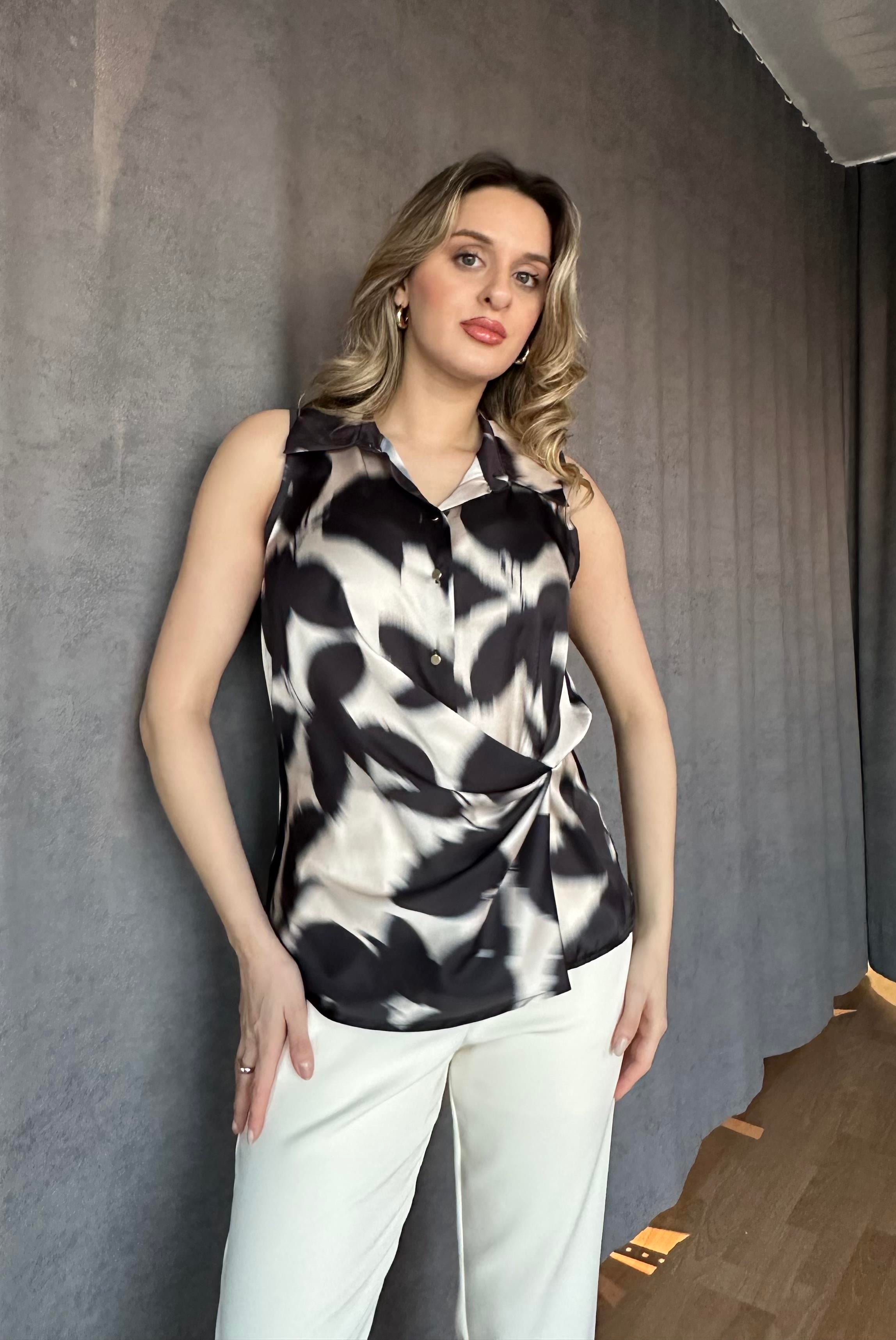 Kolsuz Saten Bluz Siyah-İspanya