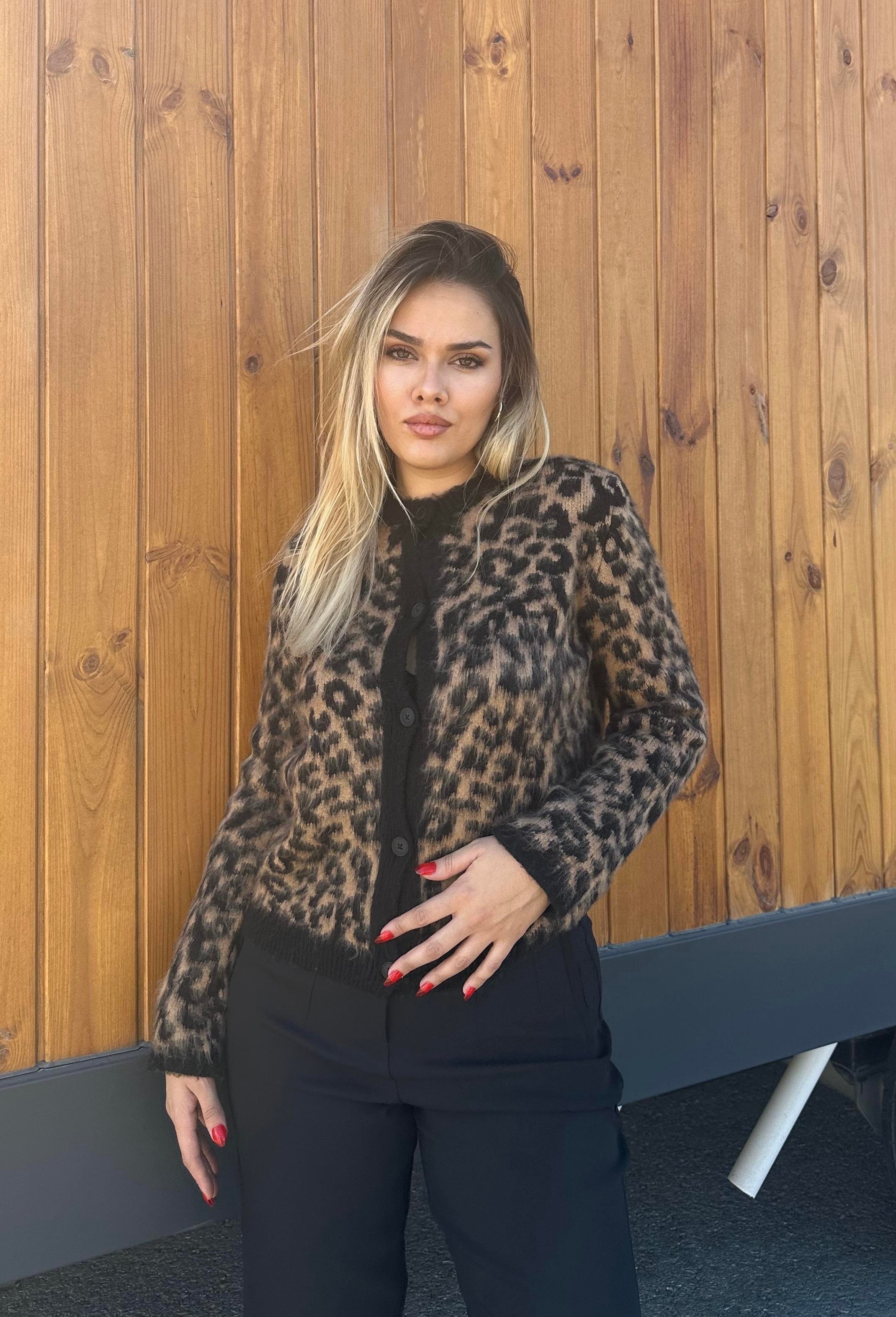 LEOPAR DESENLİ HIRKA -SİYAH LEOPAR 
